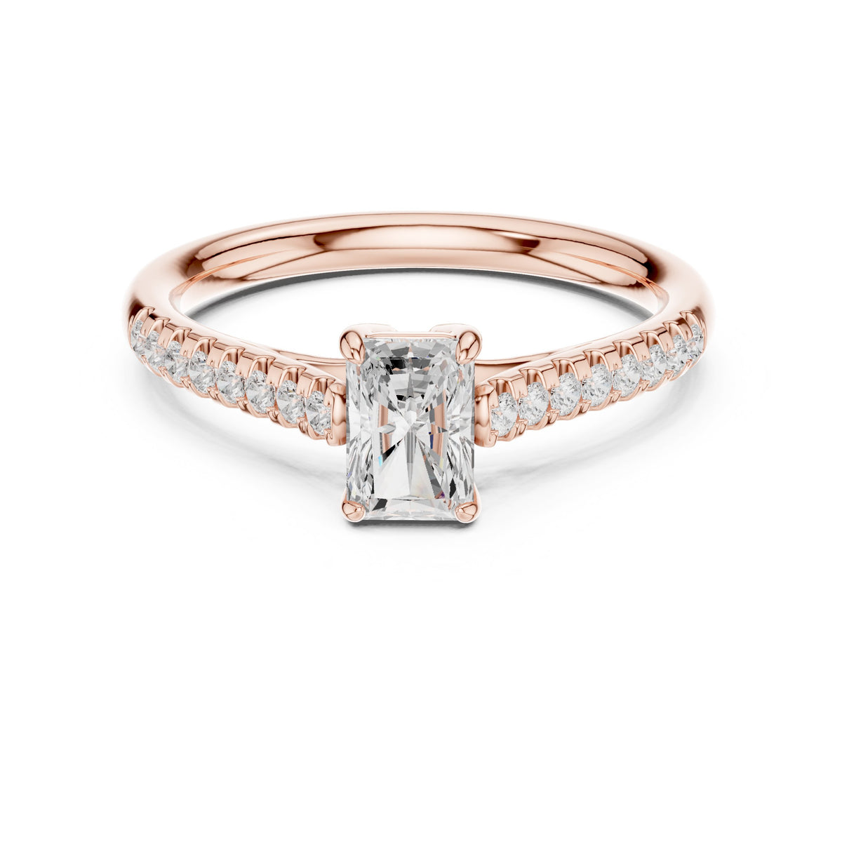 Radiant Cut Diamond Engagement Ring with Pavé Band