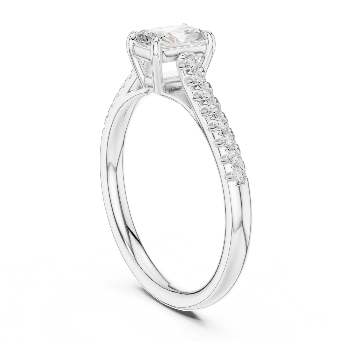Radiant Cut Diamond Engagement Ring with Pavé Band