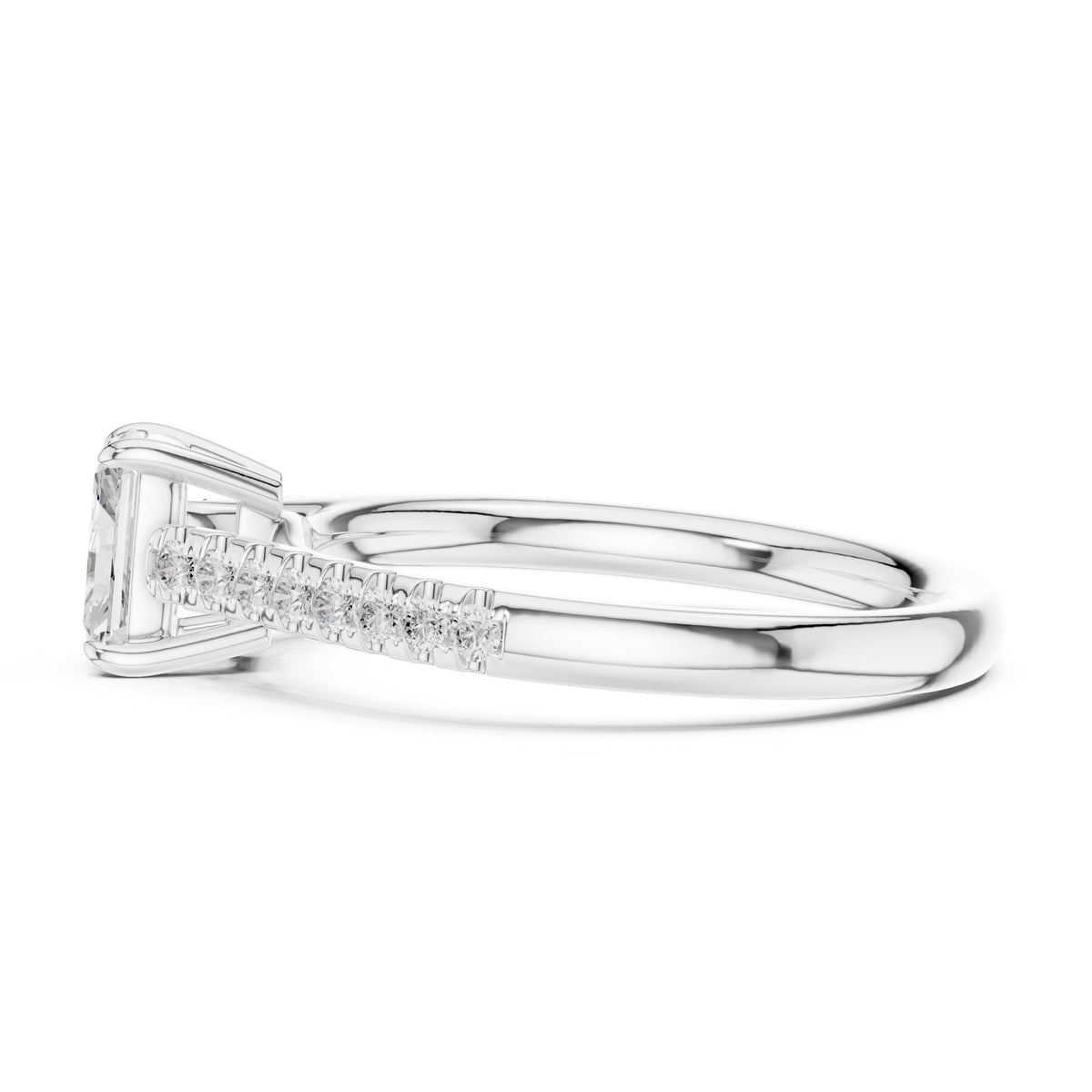 Radiant Cut Diamond Engagement Ring with Pavé Band