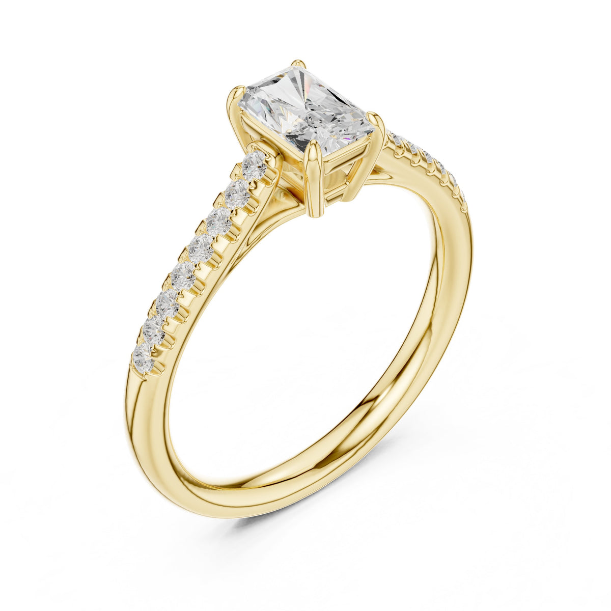 Radiant Cut Diamond Engagement Ring with Pavé Band