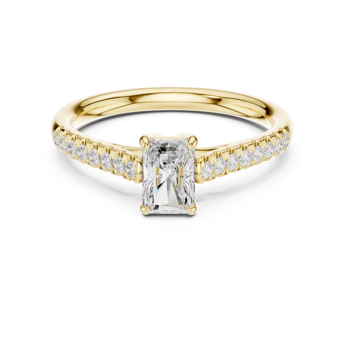 Radiant Cut Diamond Engagement Ring with Pavé Band