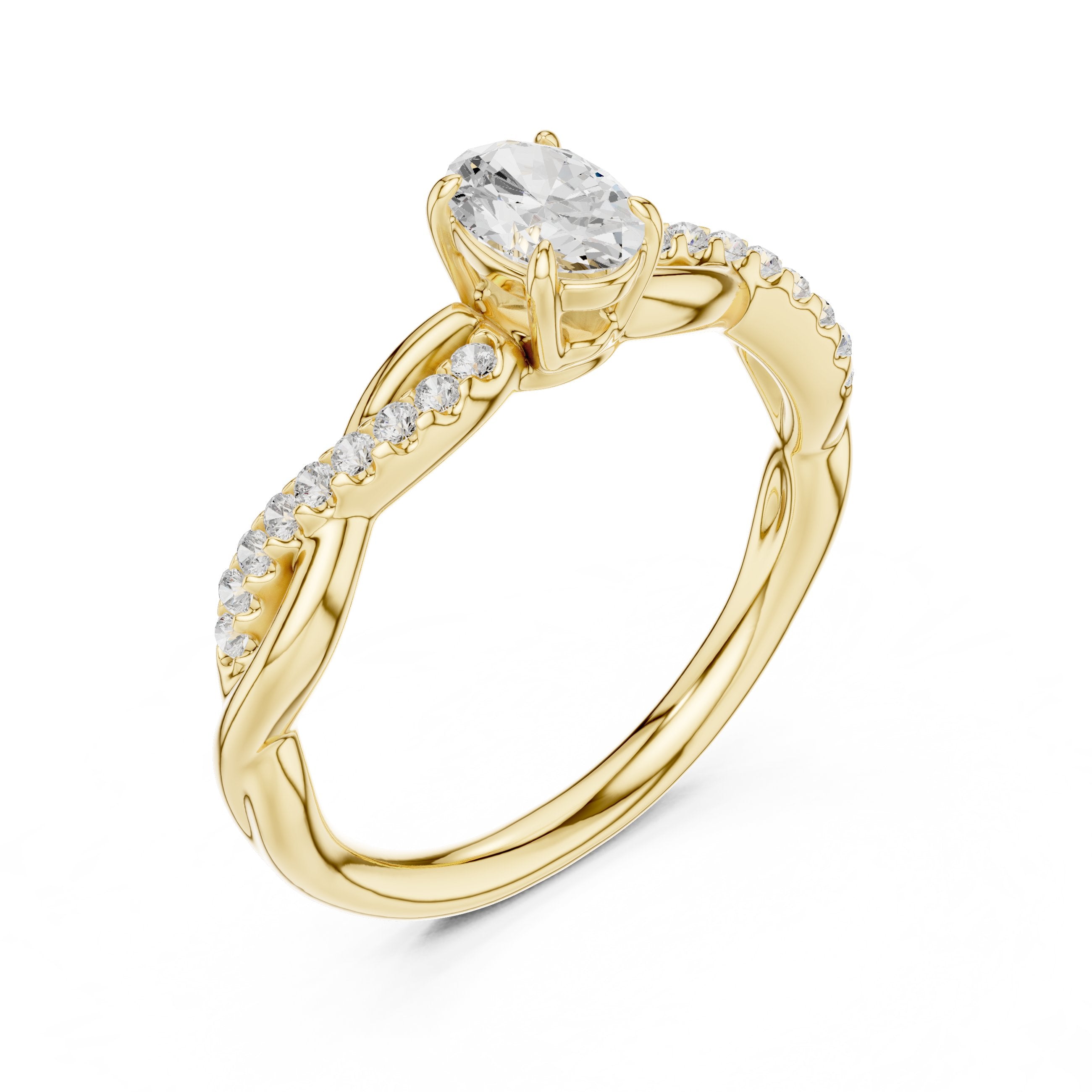 Oval Diamond Infinity Twist Engagement Ring in Yellow Gold - VYKA Diamonds
