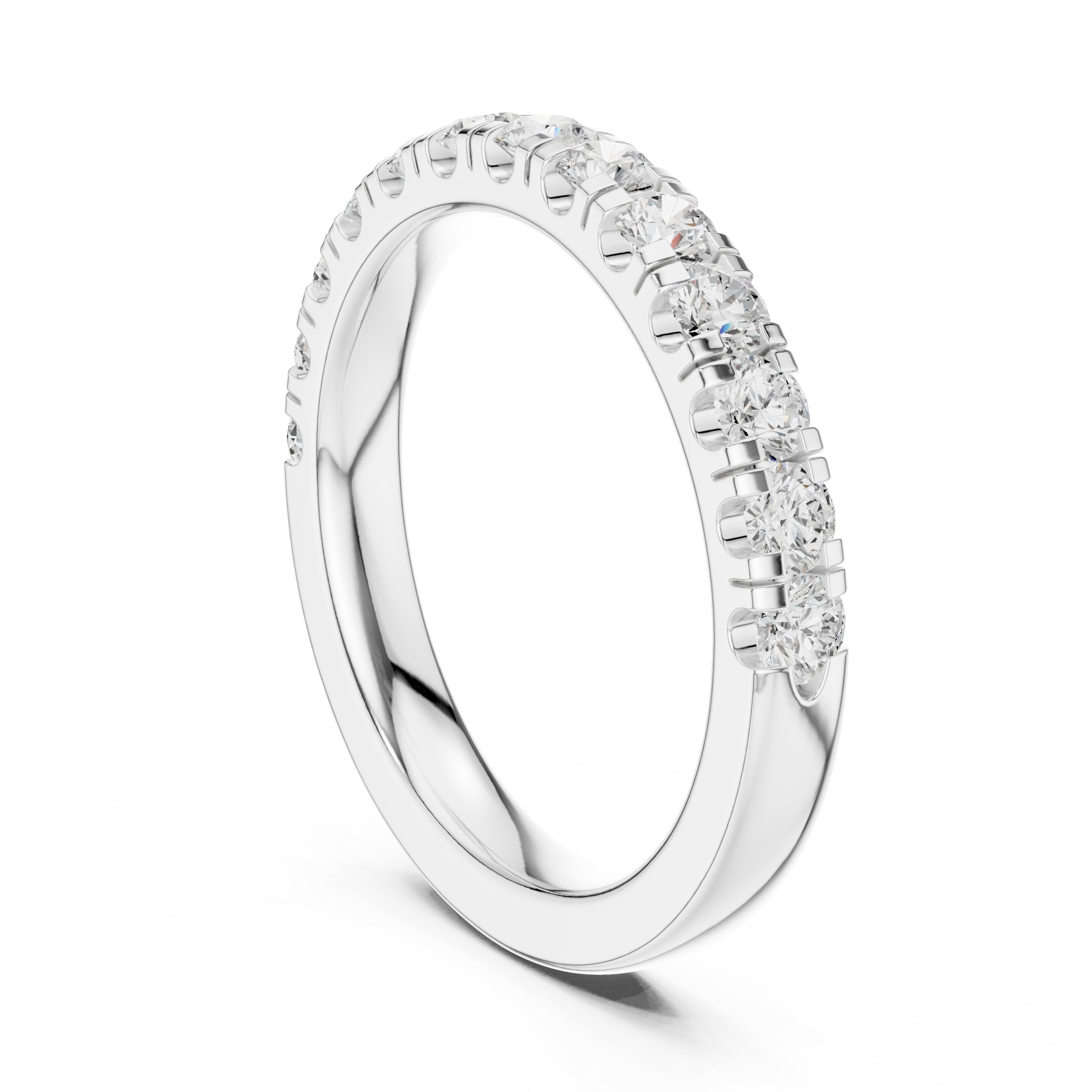 سوار نصف أبدي بألماس مستدير بالبافيه in White Gold - VYKA Diamonds