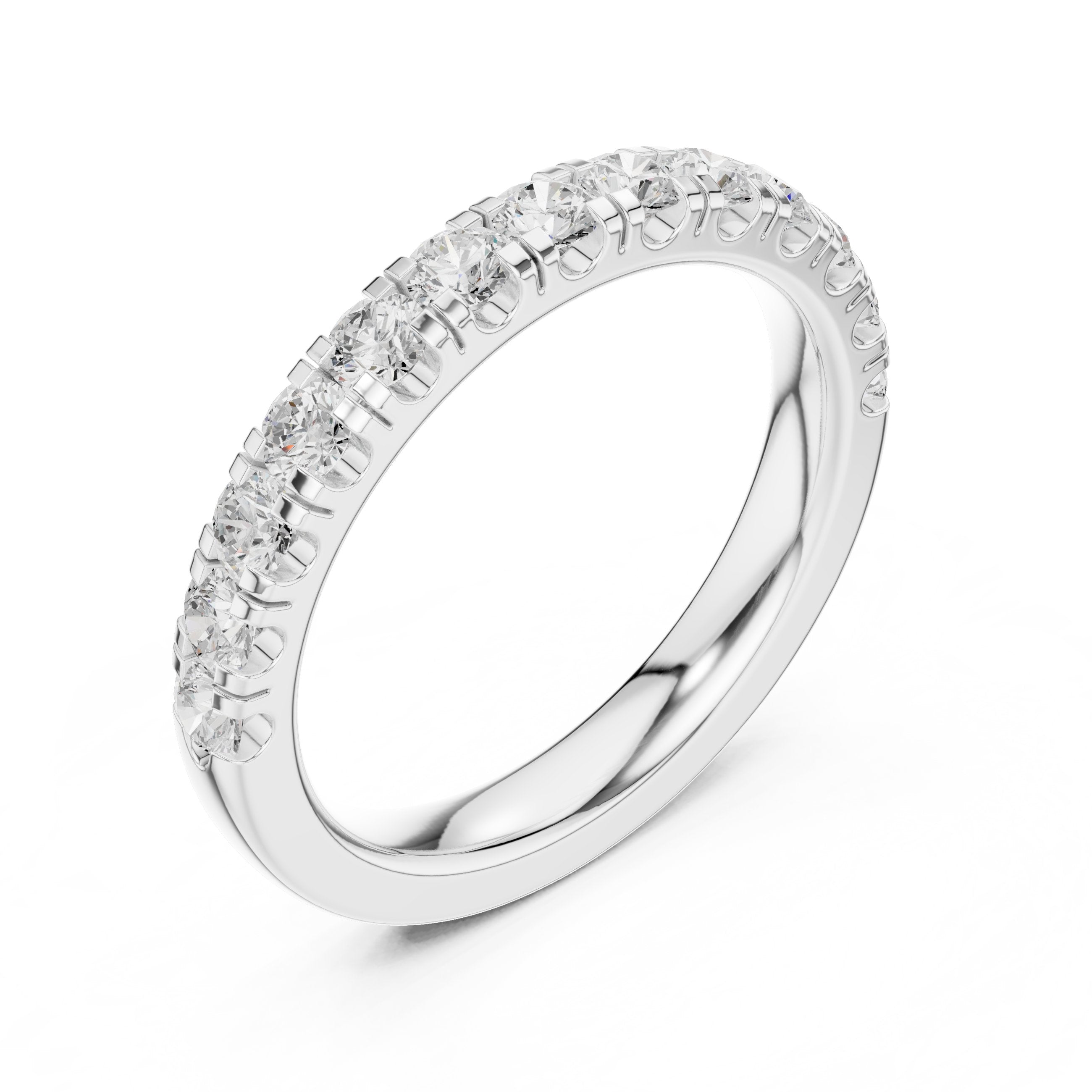 سوار نصف أبدي بألماس مستدير بالبافيه in White Gold - VYKA Diamonds