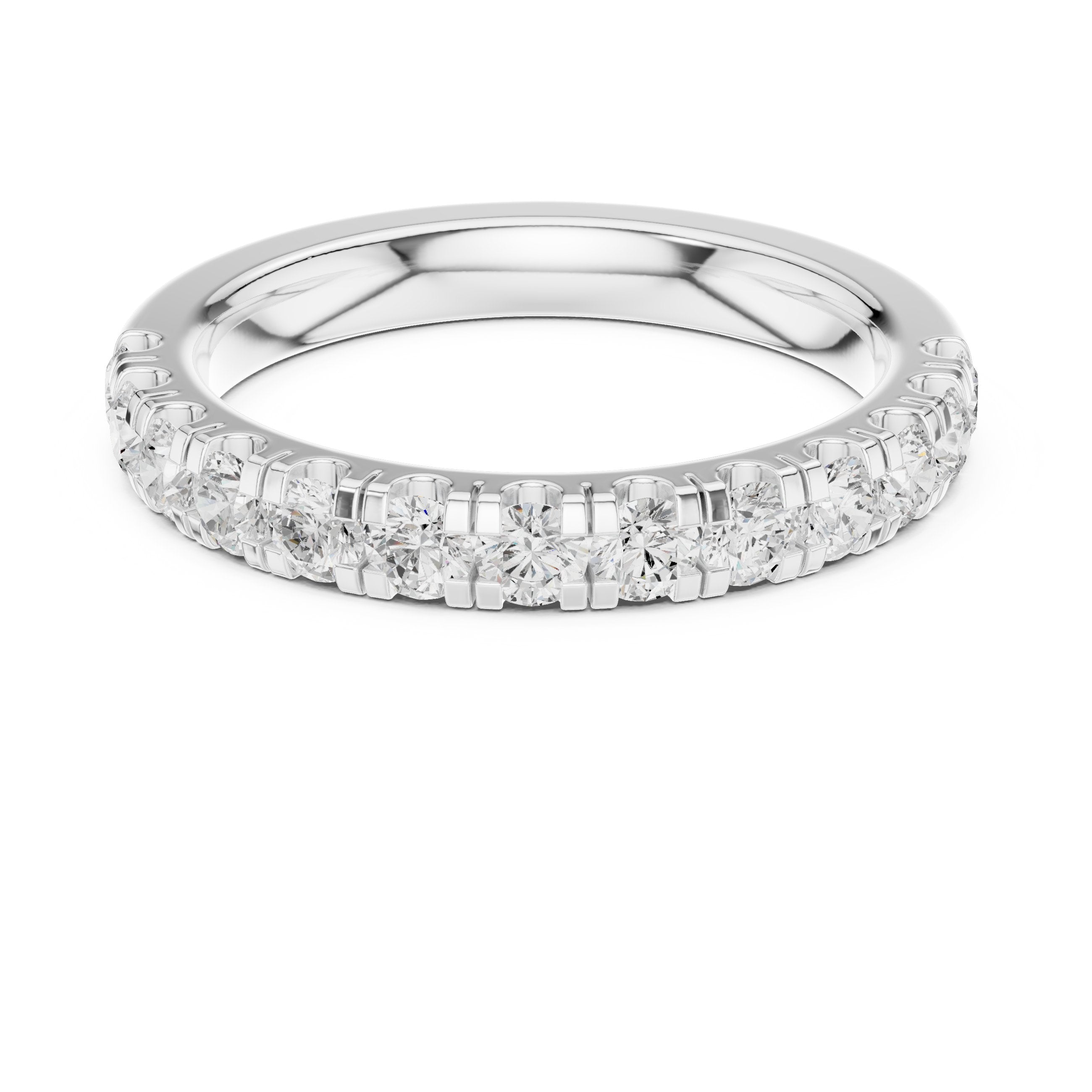 سوار نصف أبدي بألماس مستدير بالبافيه in White Gold - VYKA Diamonds