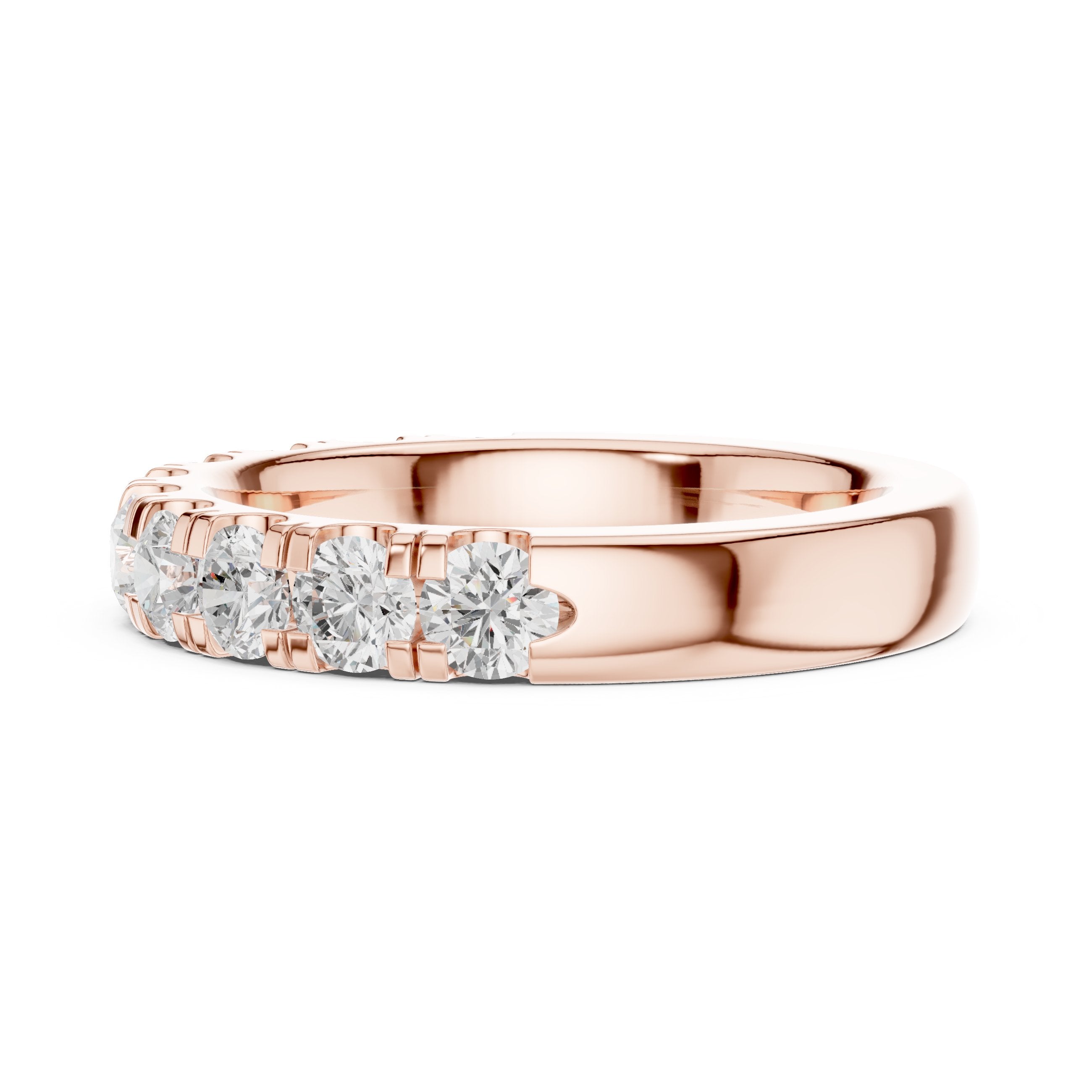 Round Diamond Claw Set Anniversary Band in Rose Gold - VYKA Diamonds
