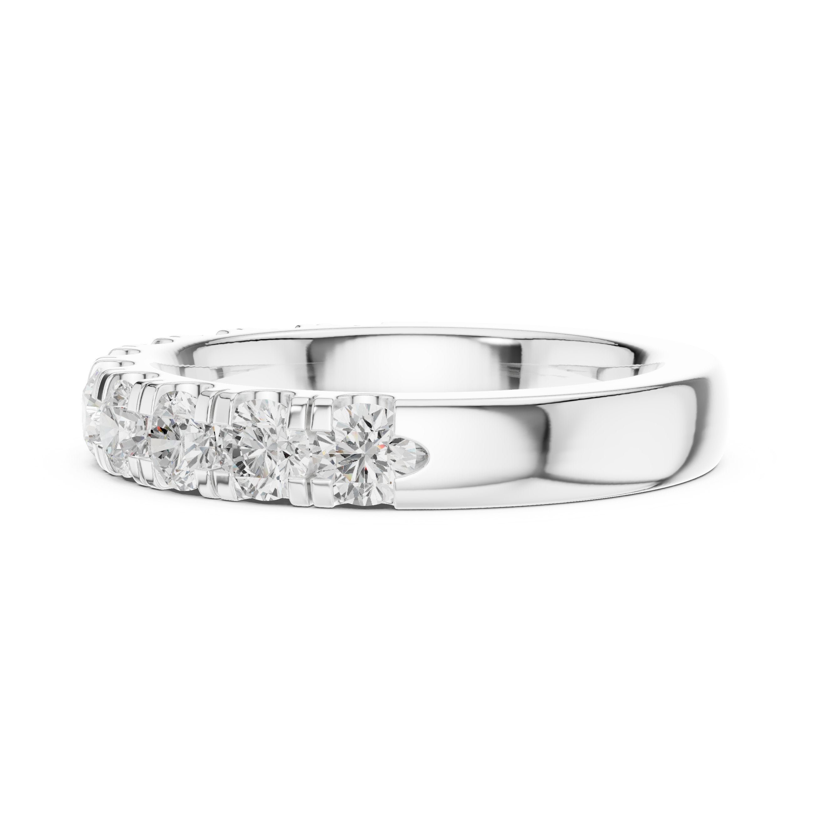 Round Diamond Claw Set Anniversary Band in White Gold - VYKA Diamonds
