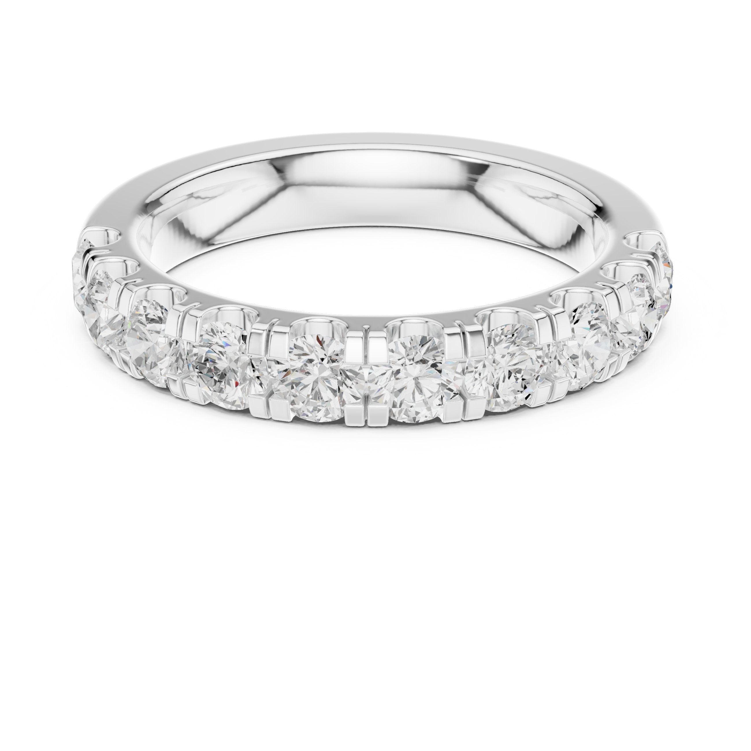 Round Diamond Claw Set Anniversary Band in White Gold - VYKA Diamonds
