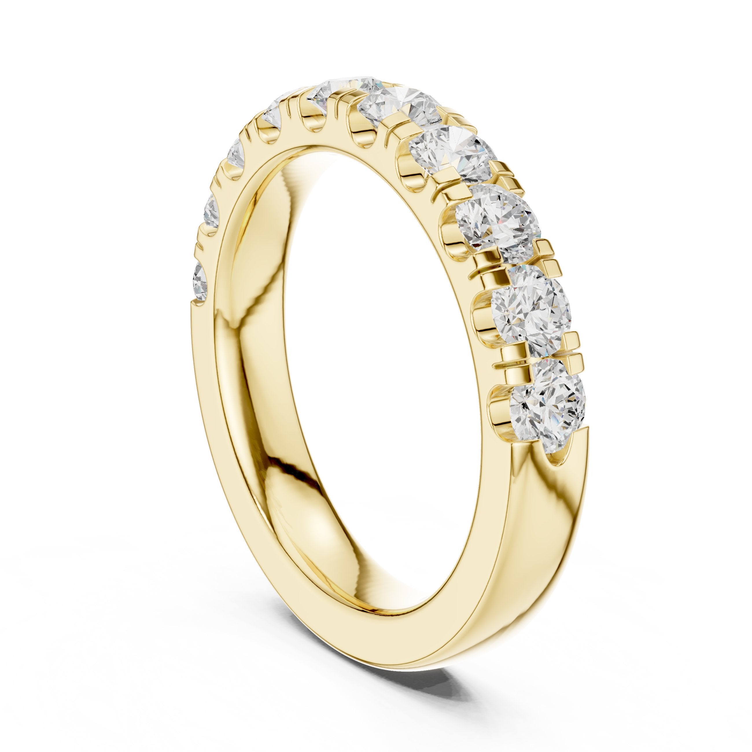 Round Diamond Claw Set Anniversary Band in Yellow Gold - VYKA Diamonds