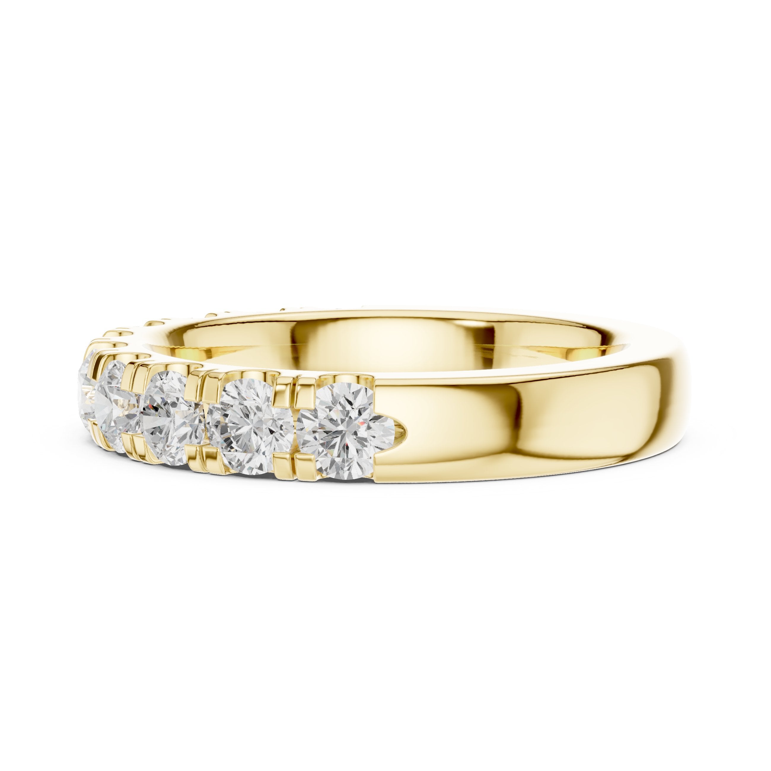Round Diamond Claw Set Anniversary Band in Yellow Gold - VYKA Diamonds
