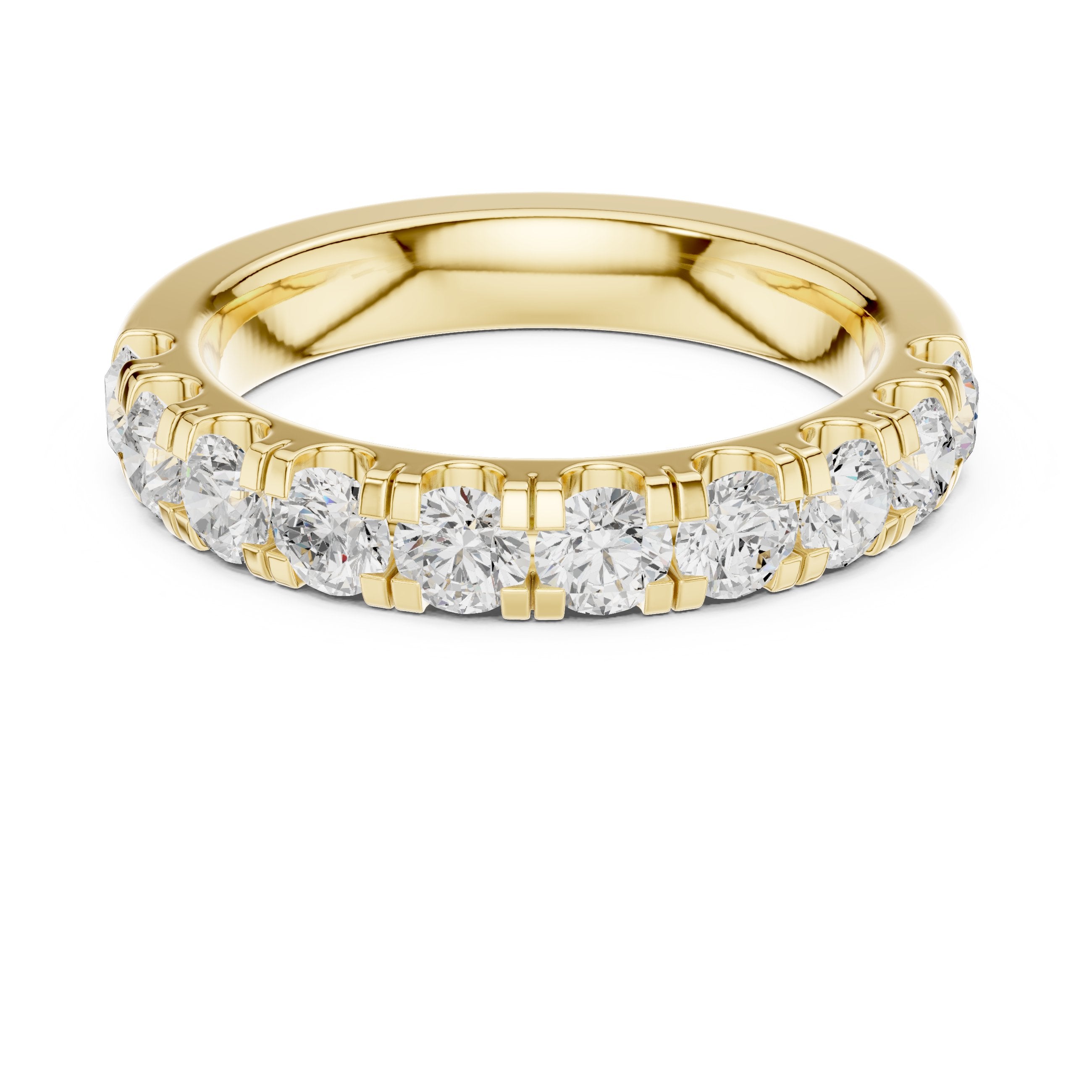 Round Diamond Claw Set Anniversary Band in Yellow Gold - VYKA Diamonds