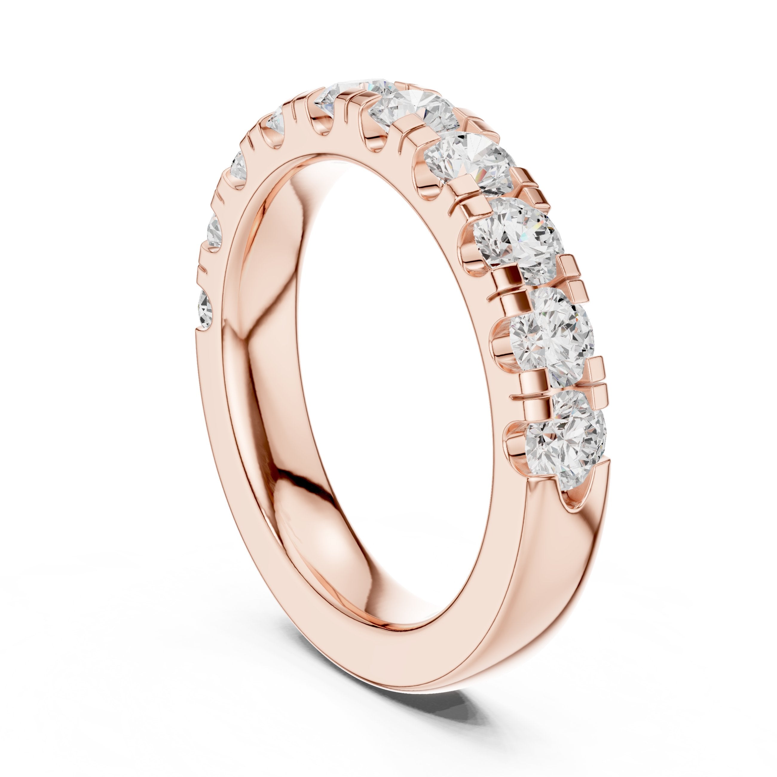 Round Diamond Claw Set Anniversary Band in Rose Gold - VYKA Diamonds