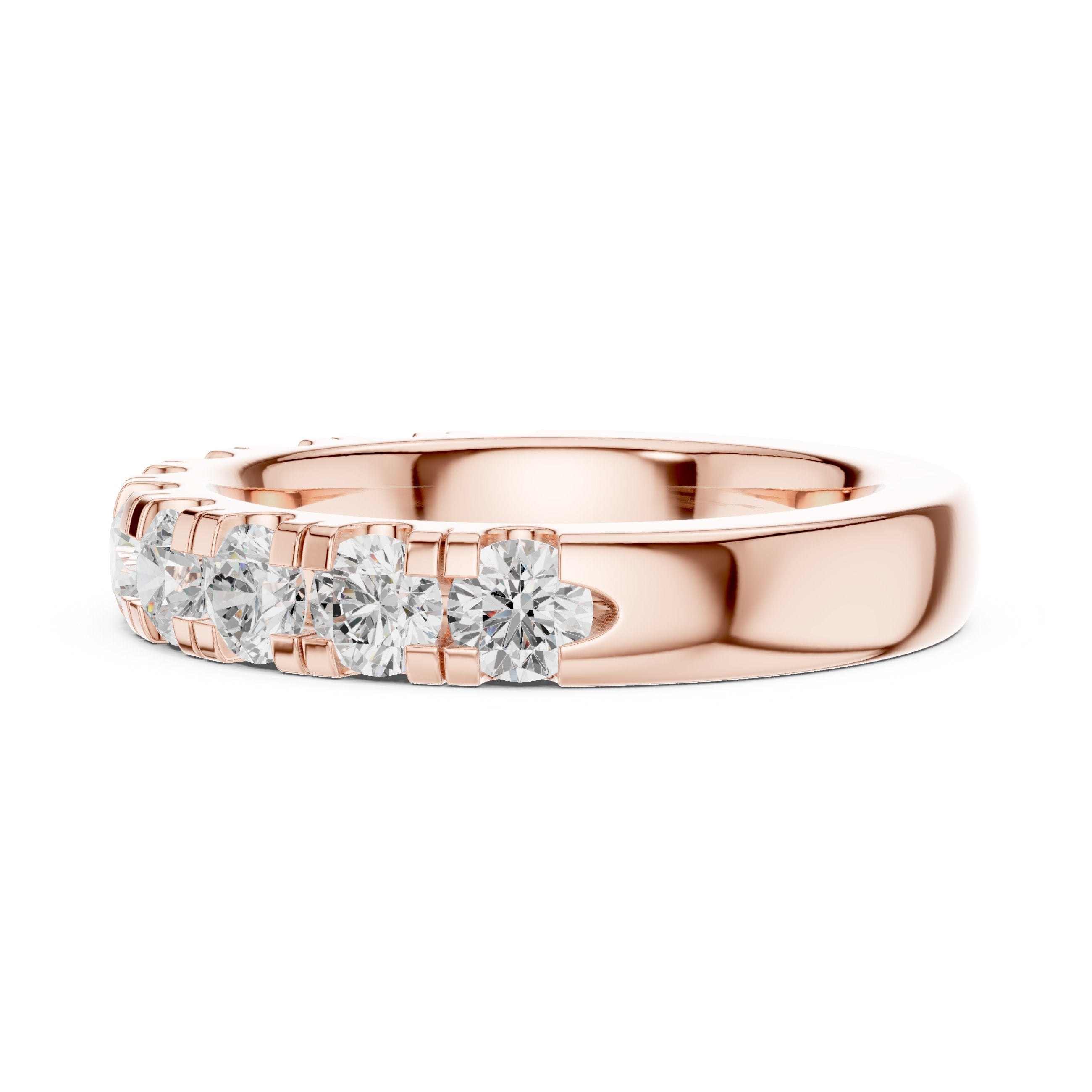 Round Diamond Claw Set Anniversary Band in Rose Gold - VYKA Diamonds
