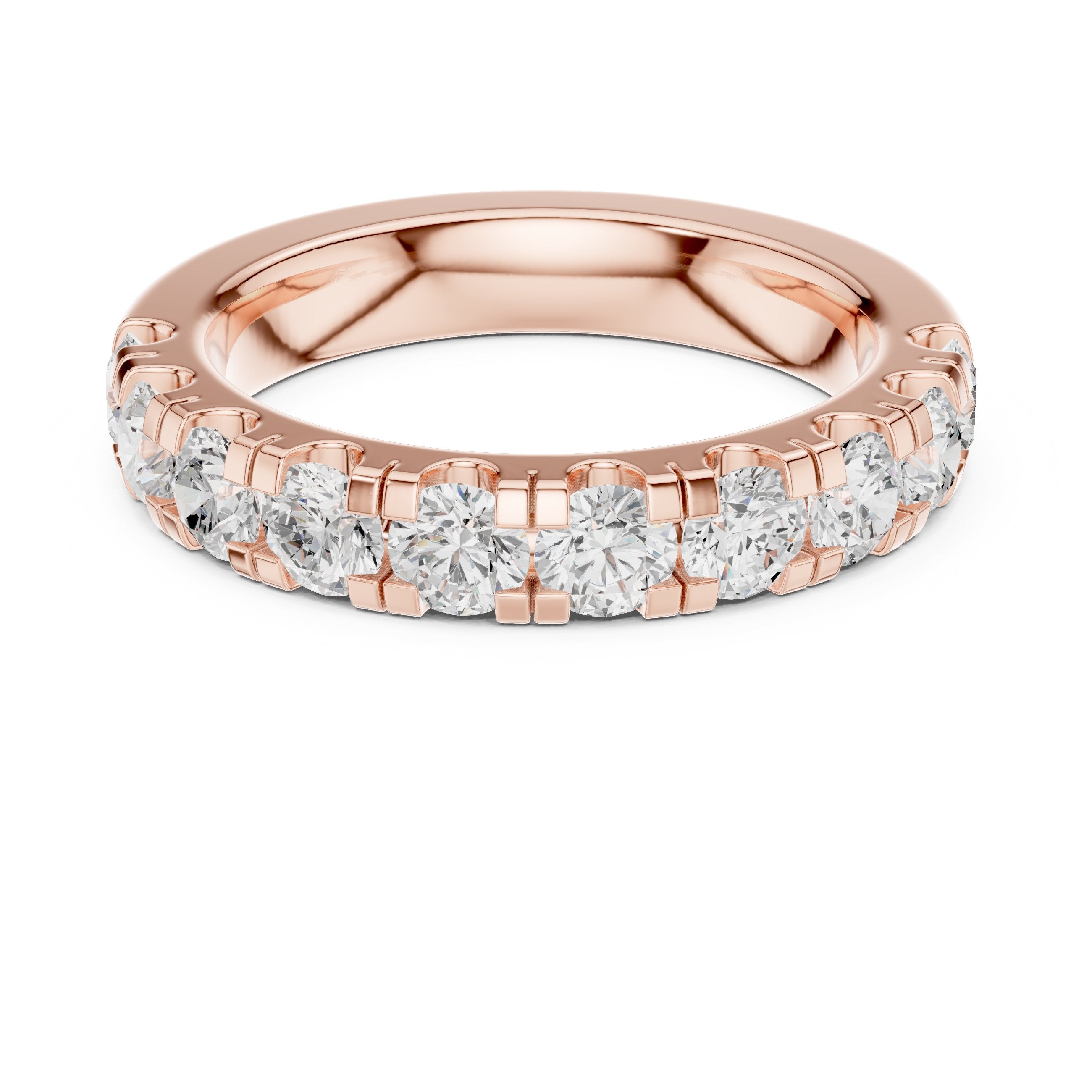 Round Diamond Claw Set Anniversary Band in Rose Gold - VYKA Diamonds