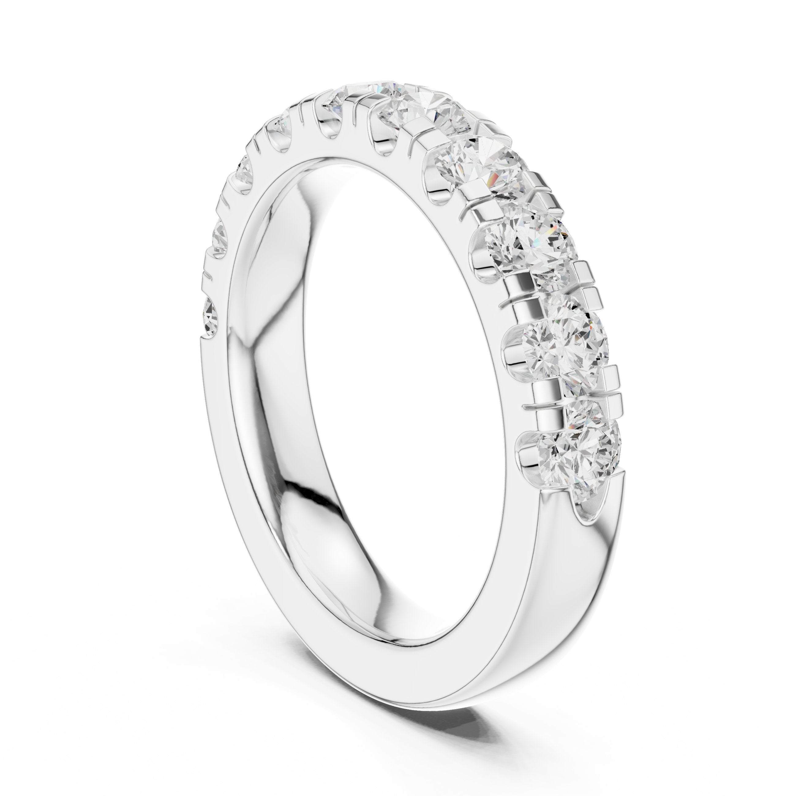 Round Diamond Claw Set Anniversary Band in White Gold - VYKA Diamonds