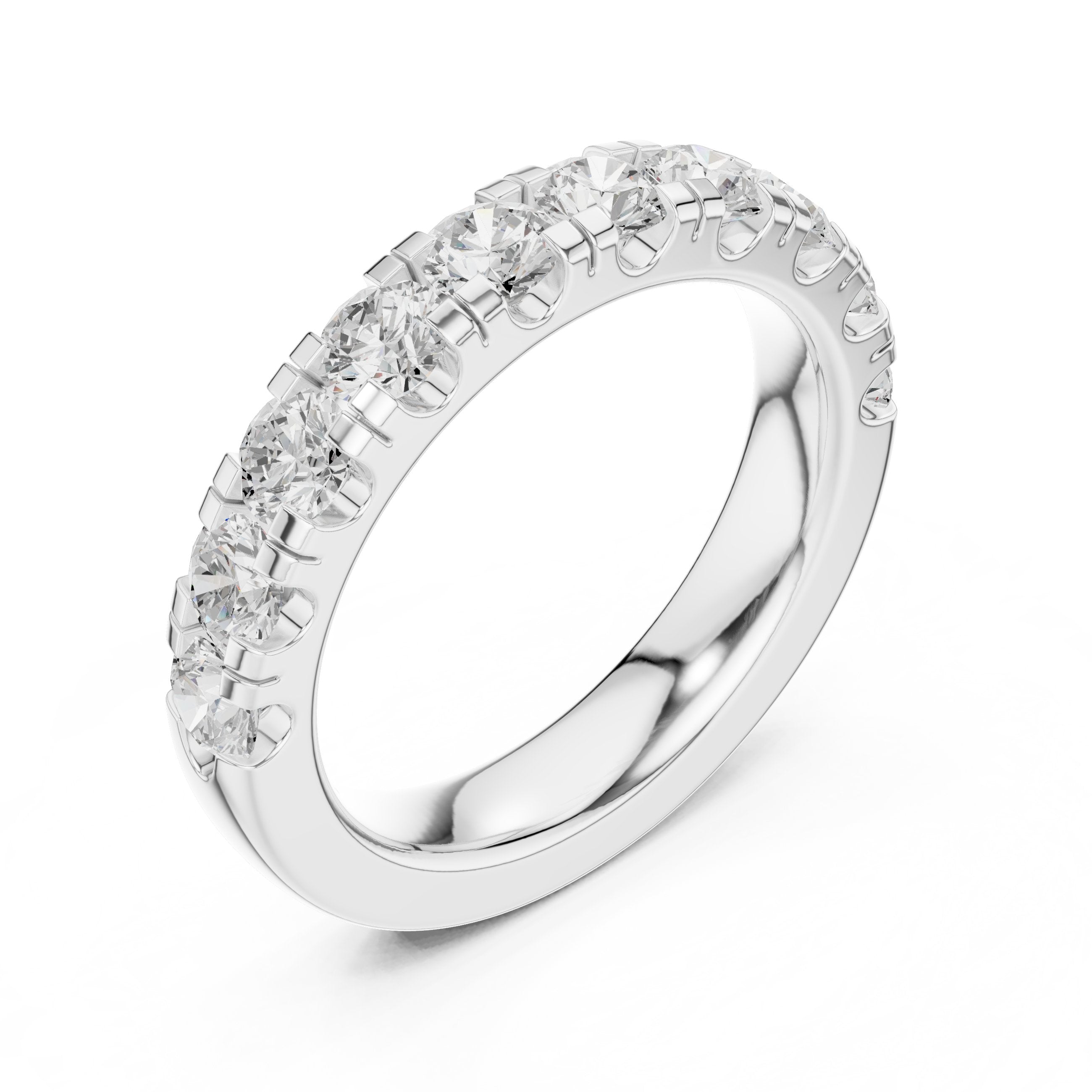 Round Diamond Claw Set Anniversary Band in White Gold - VYKA Diamonds