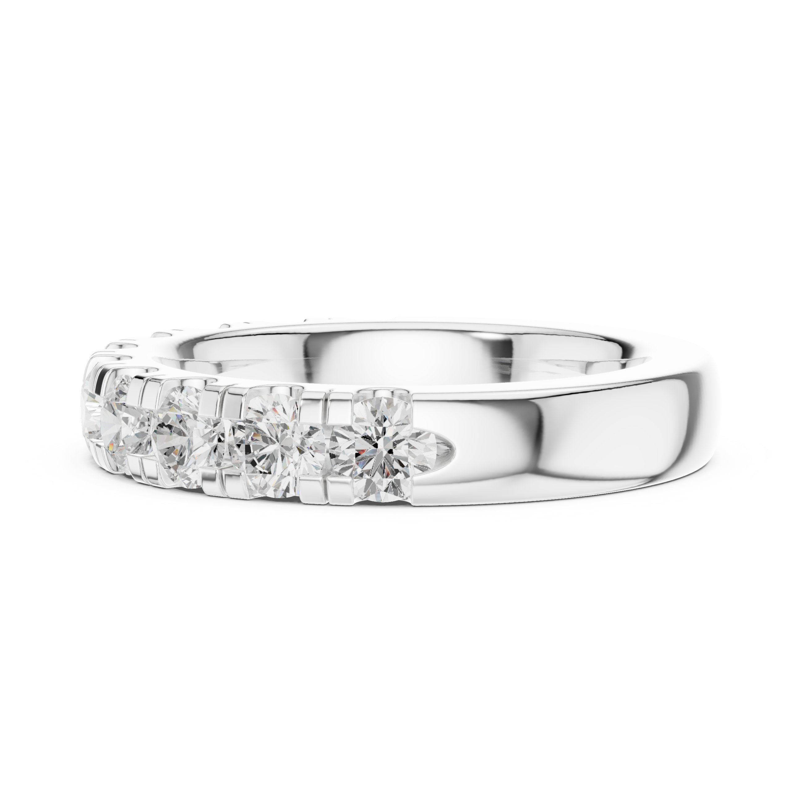Round Diamond Claw Set Anniversary Band in White Gold - VYKA Diamonds