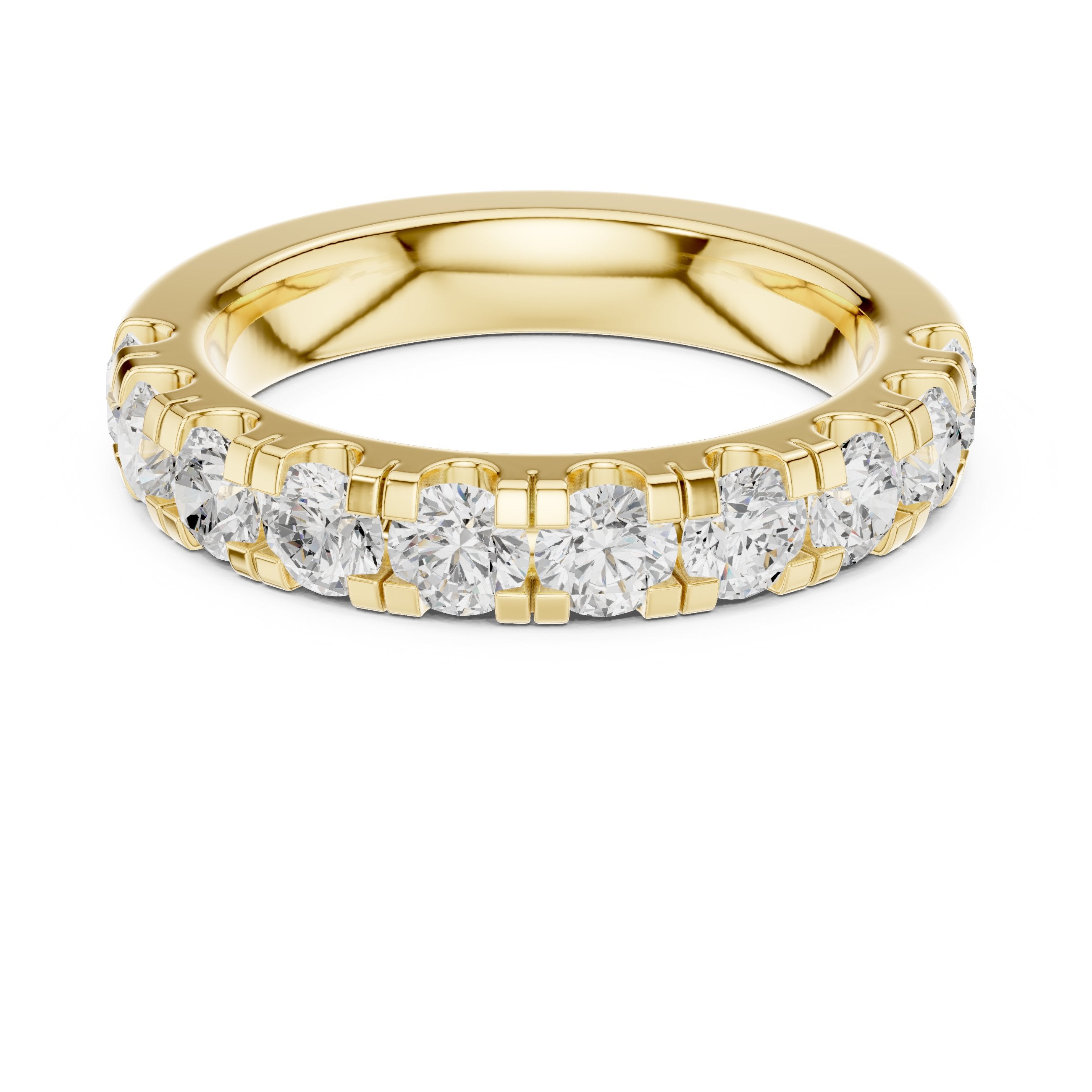 Round Diamond Claw Set Anniversary Band in Yellow Gold - VYKA Diamonds