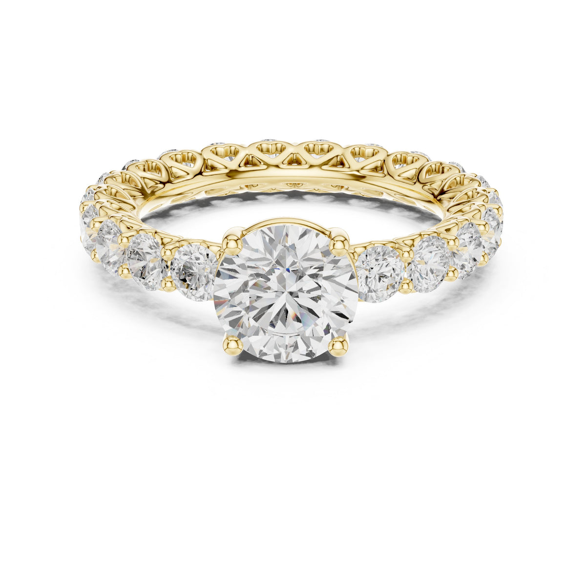 Round Diamond Engagement Ring with Claw Set Diamond Band