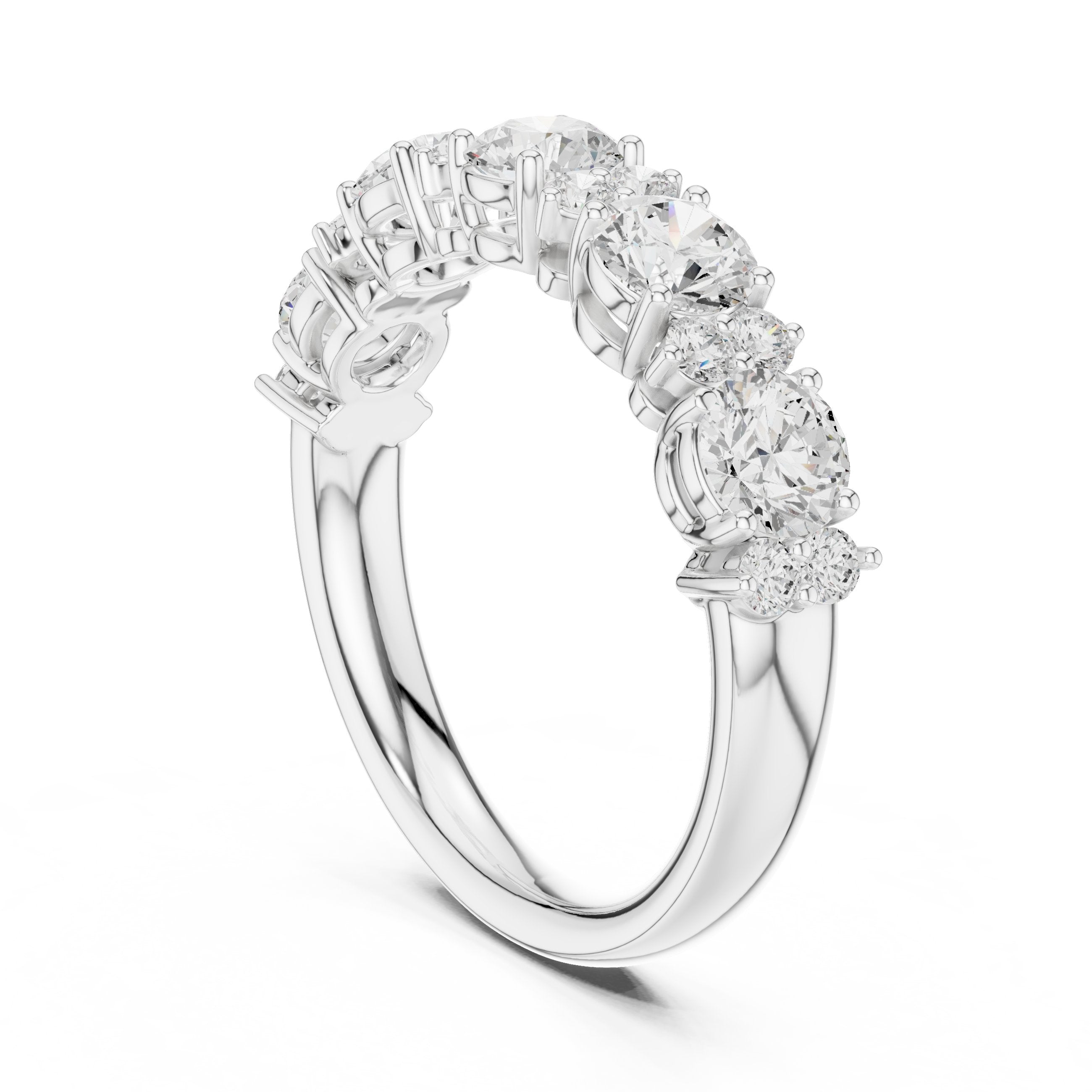 Round Diamond Claw Set Anniversary Band in White Gold - VYKA Diamonds