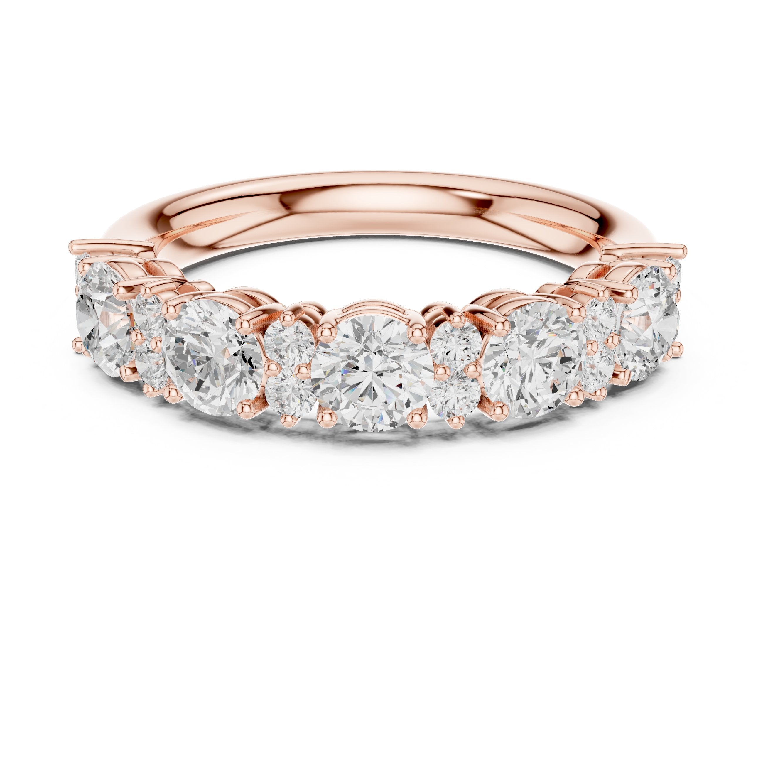 Round Diamond Claw Set Anniversary Band in Rose Gold - VYKA Diamonds