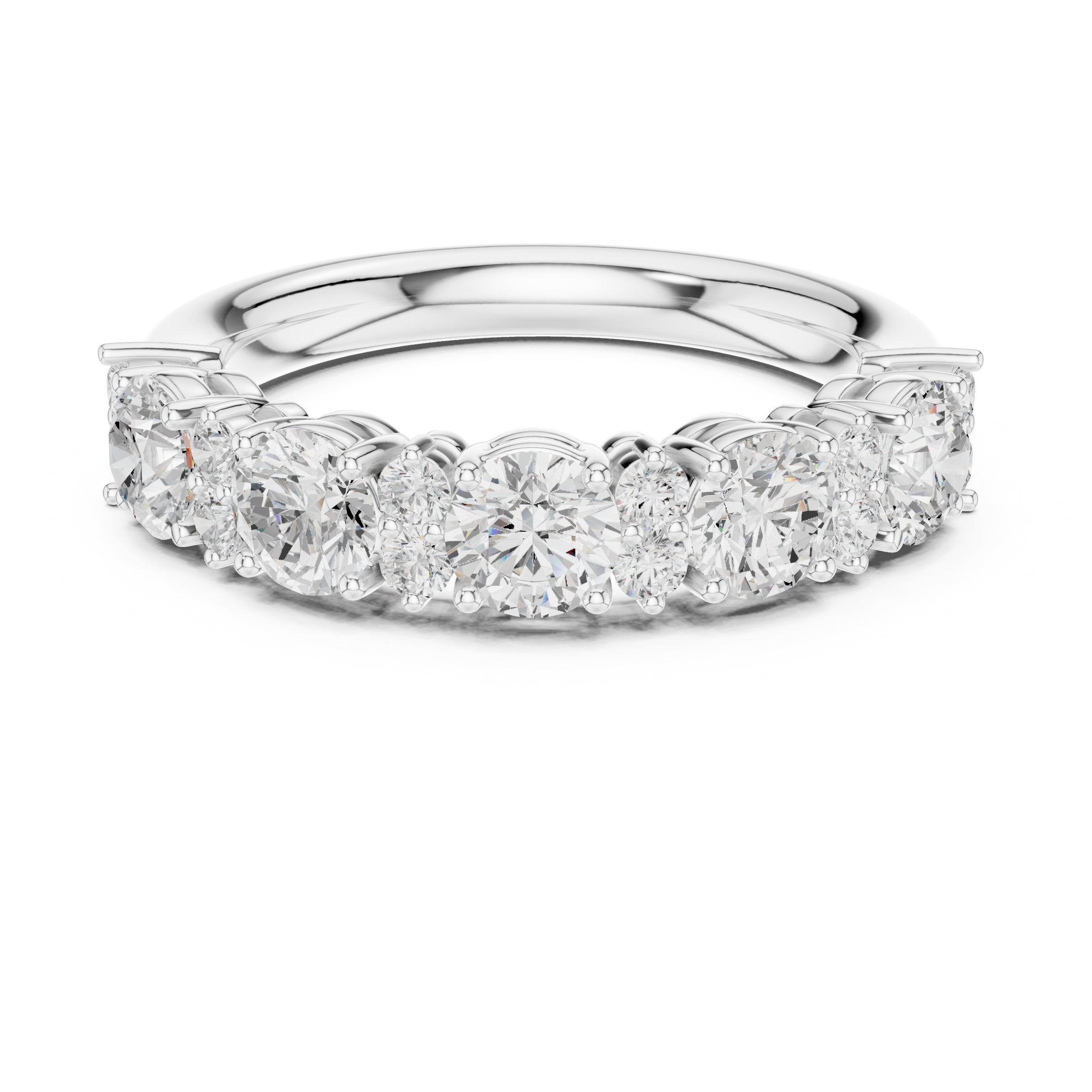 Round Diamond Claw Set Anniversary Band in White Gold - VYKA Diamonds