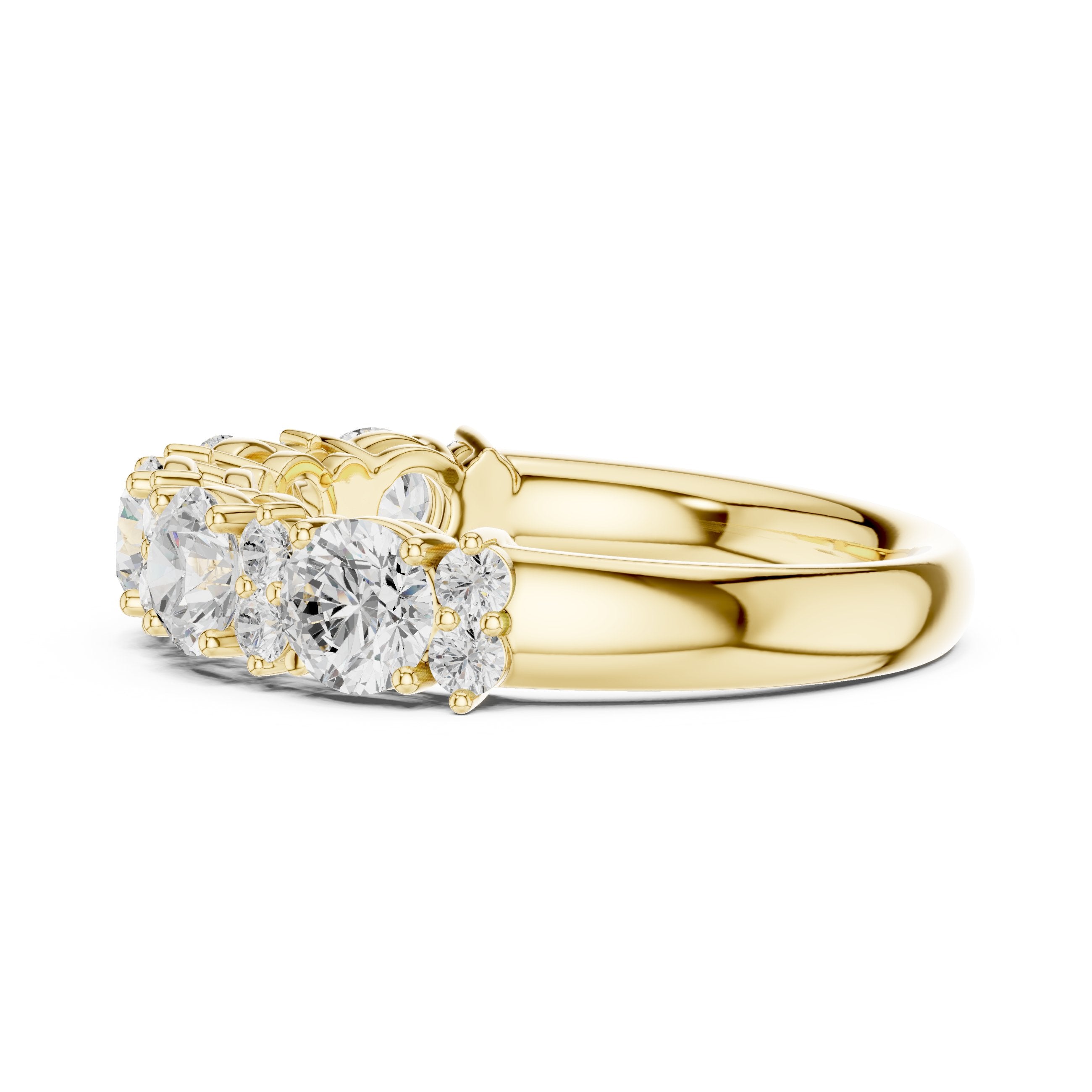 Round Diamond Claw Set Anniversary Band in Yellow Gold - VYKA Diamonds