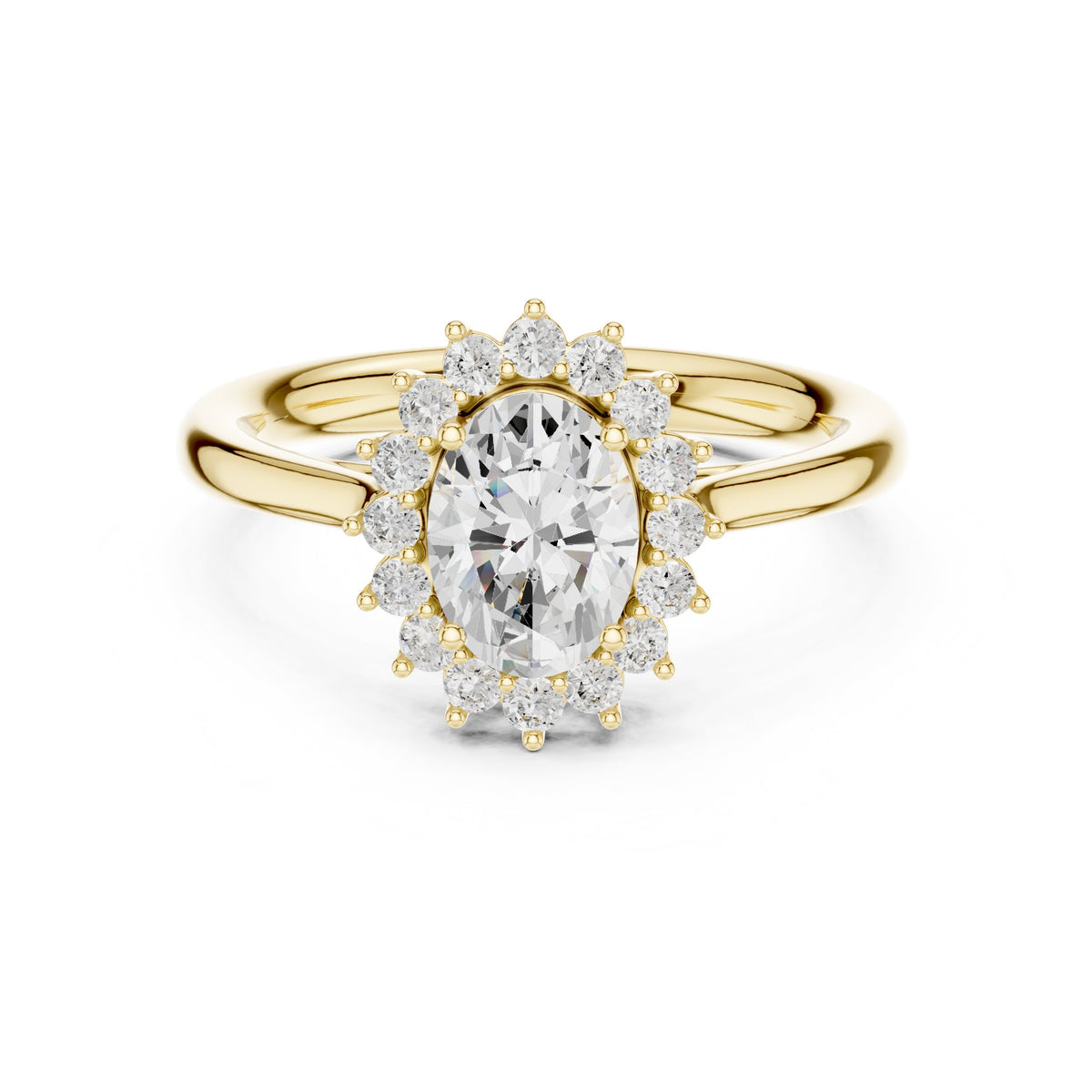 Oval Diamond Floral Halo Engagement Ring