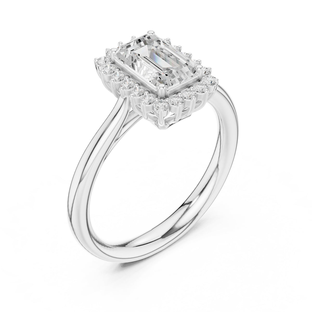 Emerald Cut Halo Engagement Ring