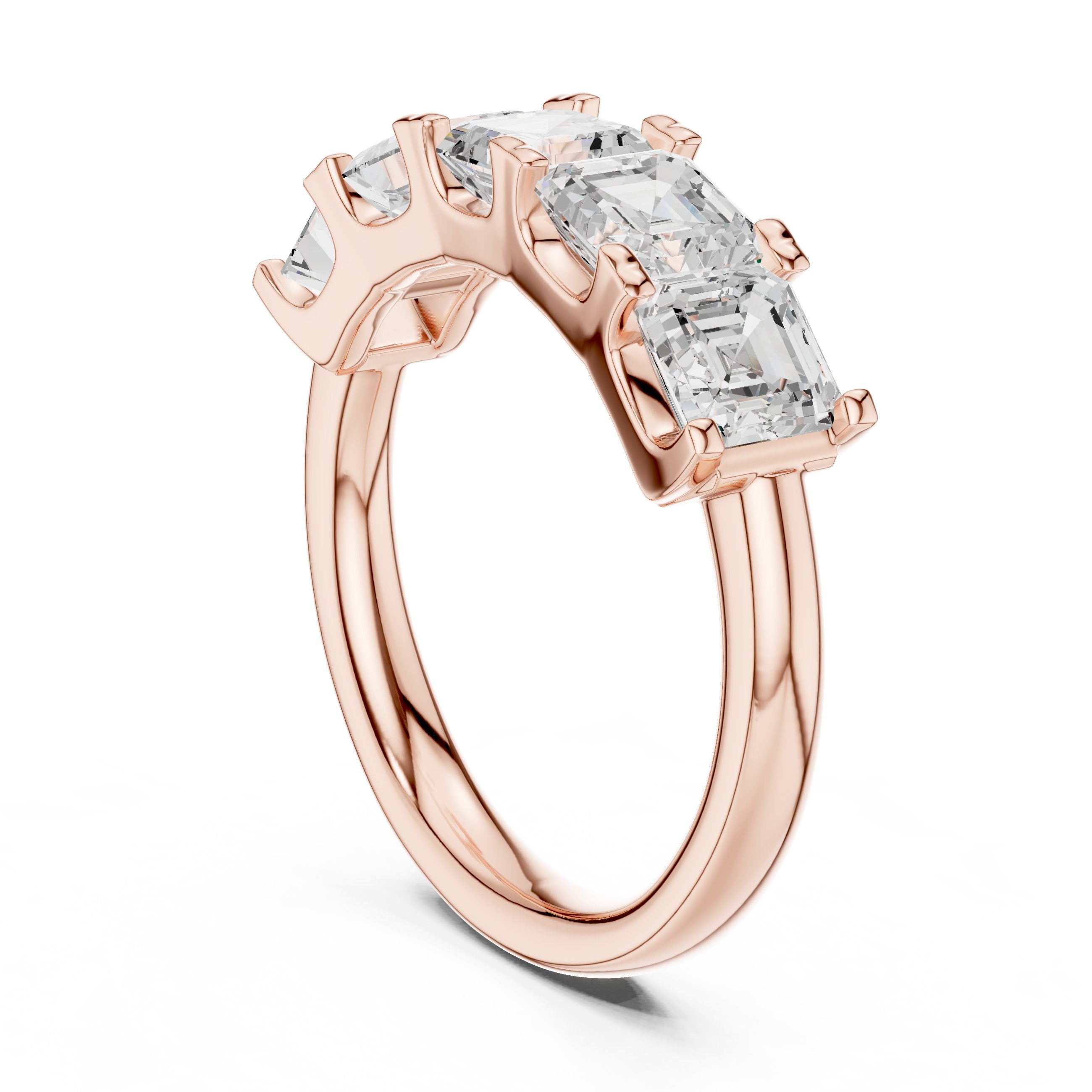 Asscher Cut Five Stone Diamond Wedding Band in Rose Gold - VYKA Diamonds