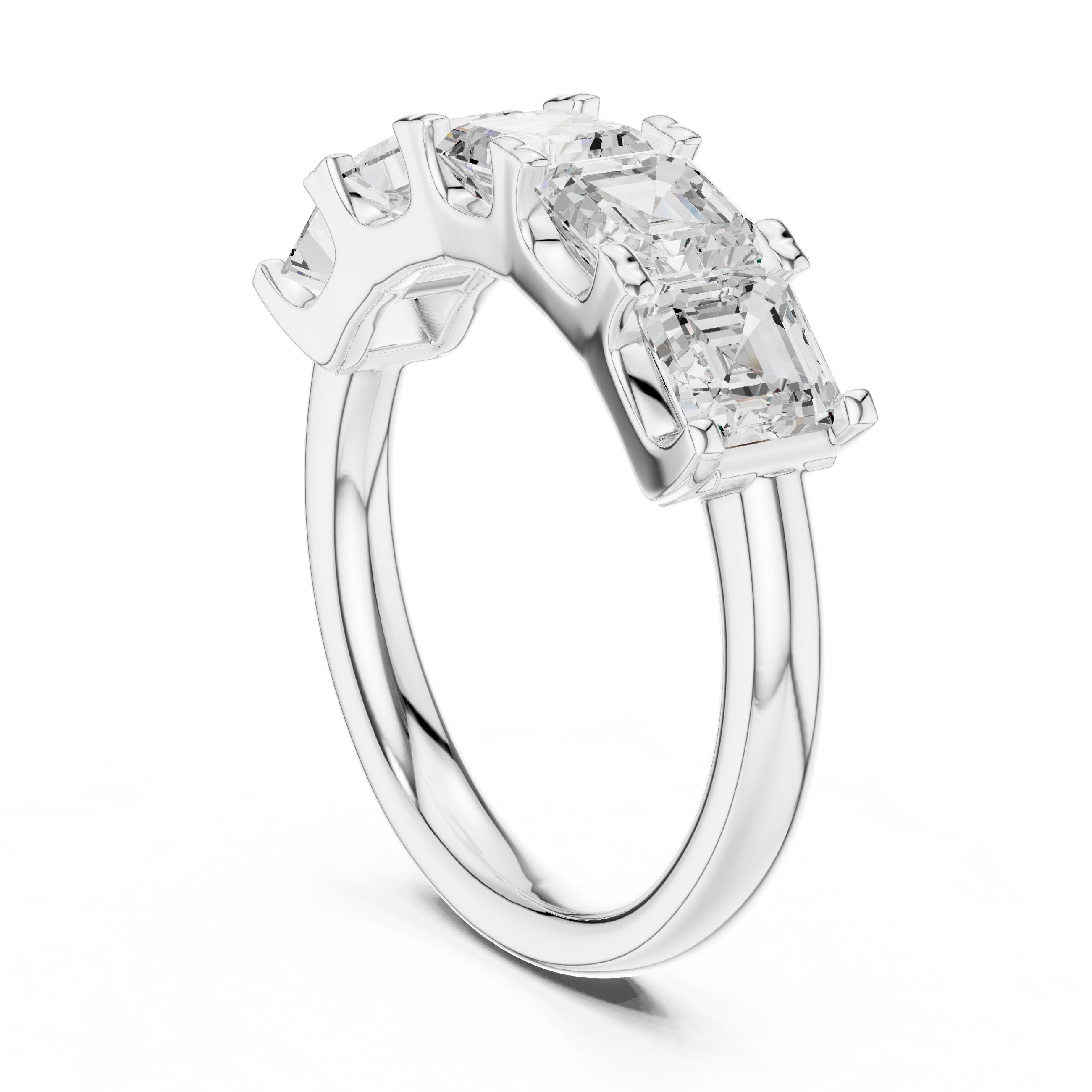 Asscher Cut Five Stone Diamond Wedding Band in White Gold - VYKA Diamonds