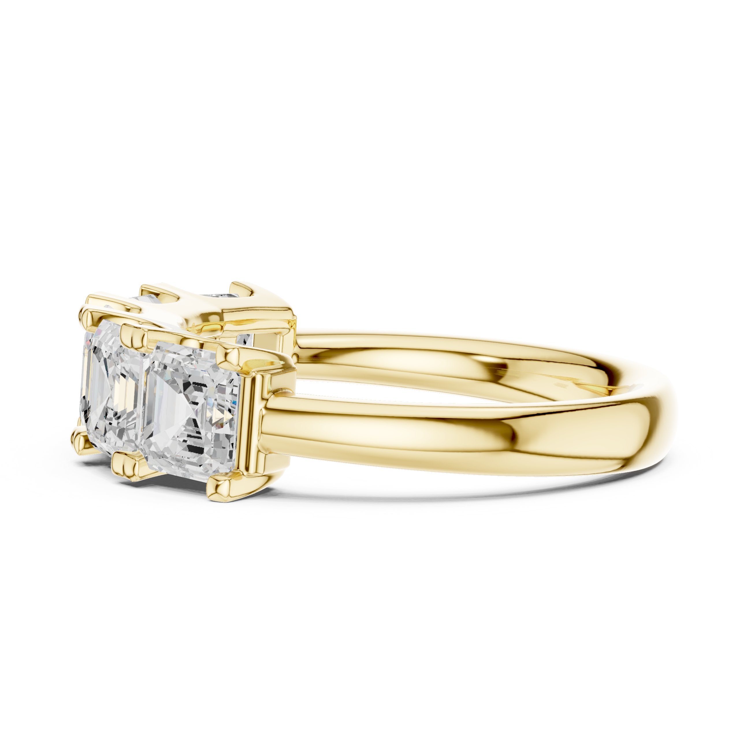 Asscher Cut Five Stone Diamond Wedding Band in Yellow Gold - VYKA Diamonds