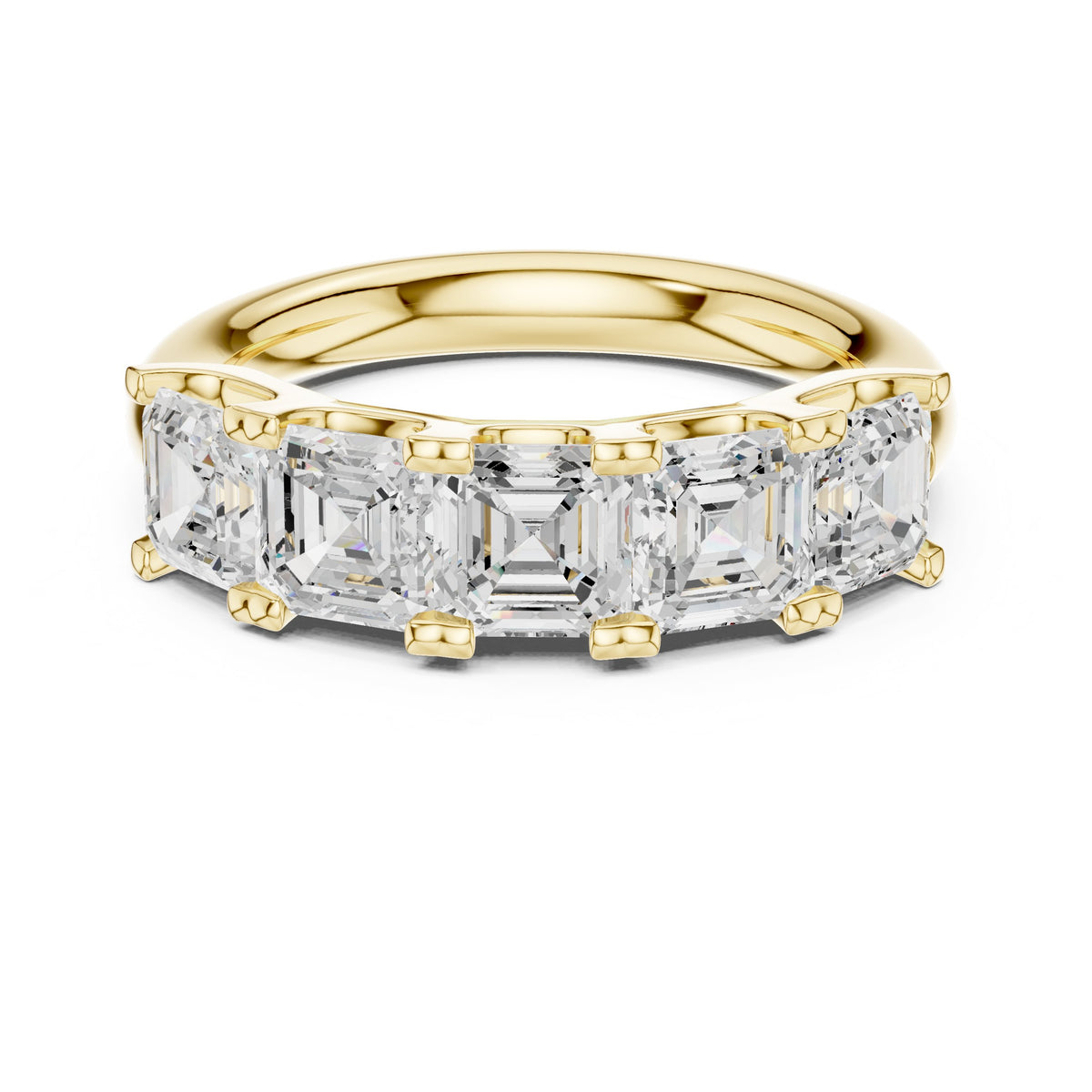 Asscher Cut Five Stone Diamond Wedding Band
