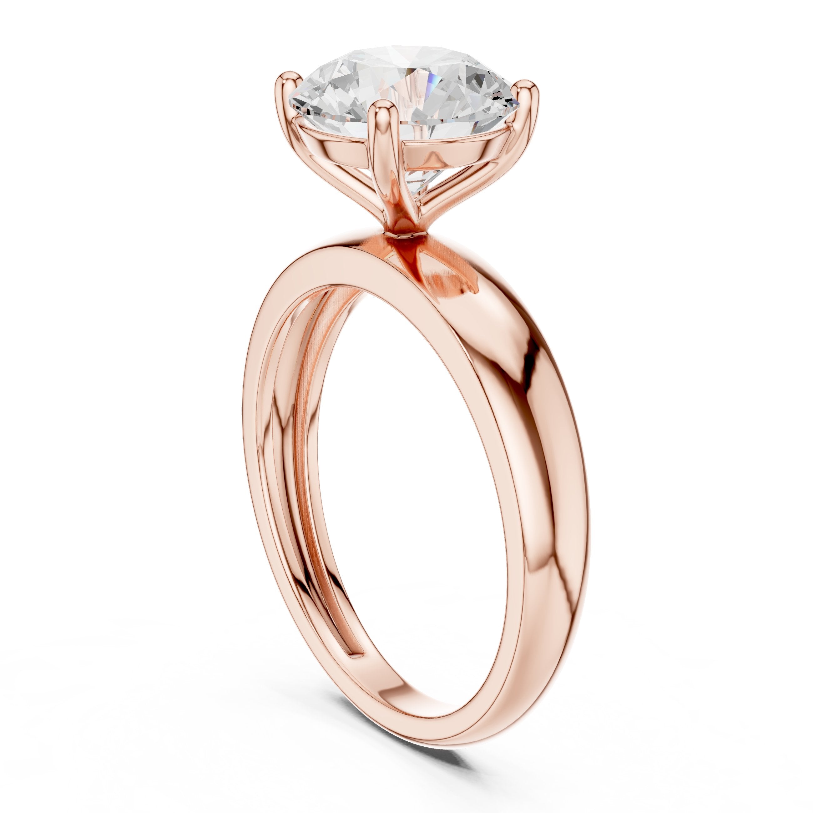 Round Diamond Four Prong Solitaire Engagement Ring in Rose Gold - VYKA Diamonds