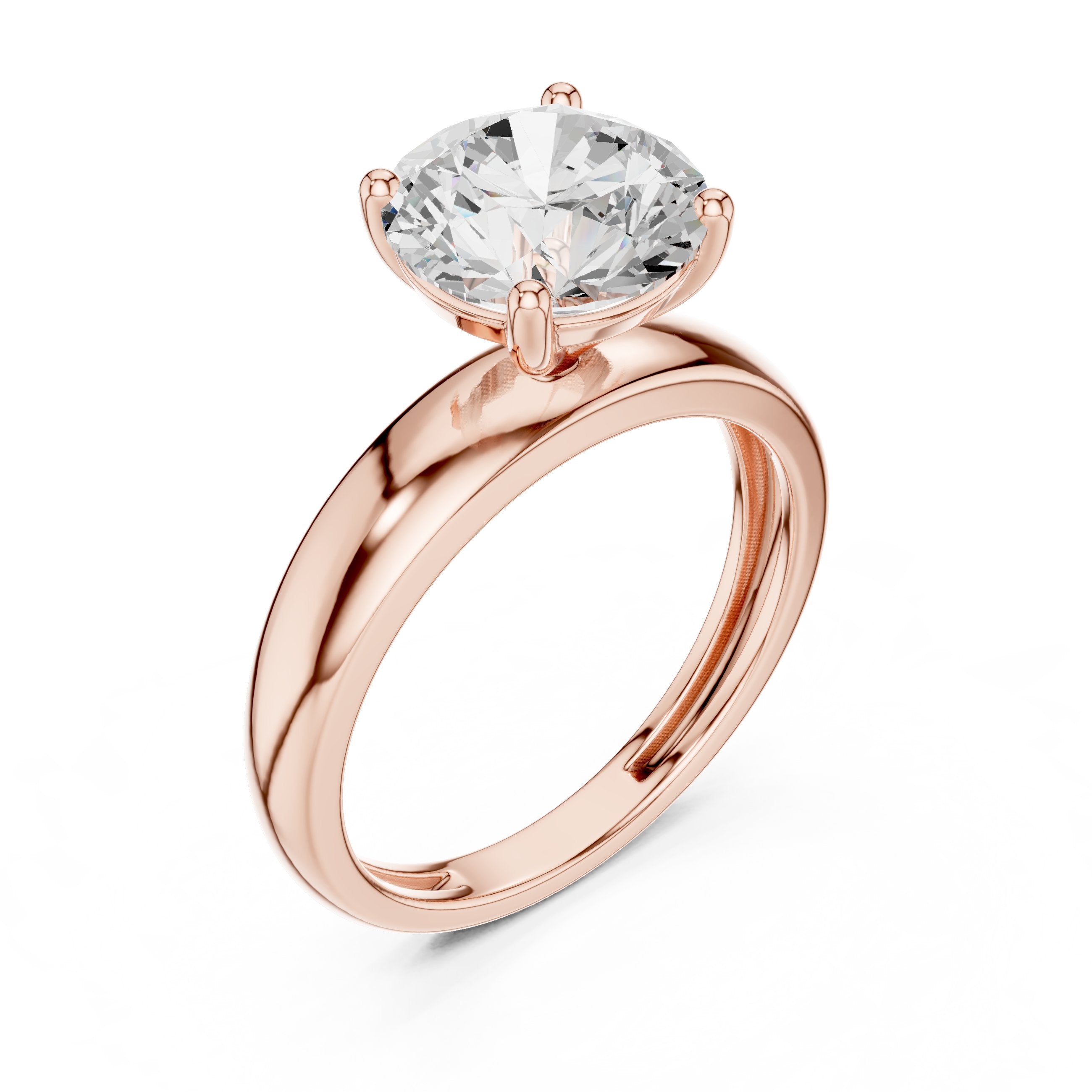 Round Diamond Four Prong Solitaire Engagement Ring in Rose Gold - VYKA Diamonds