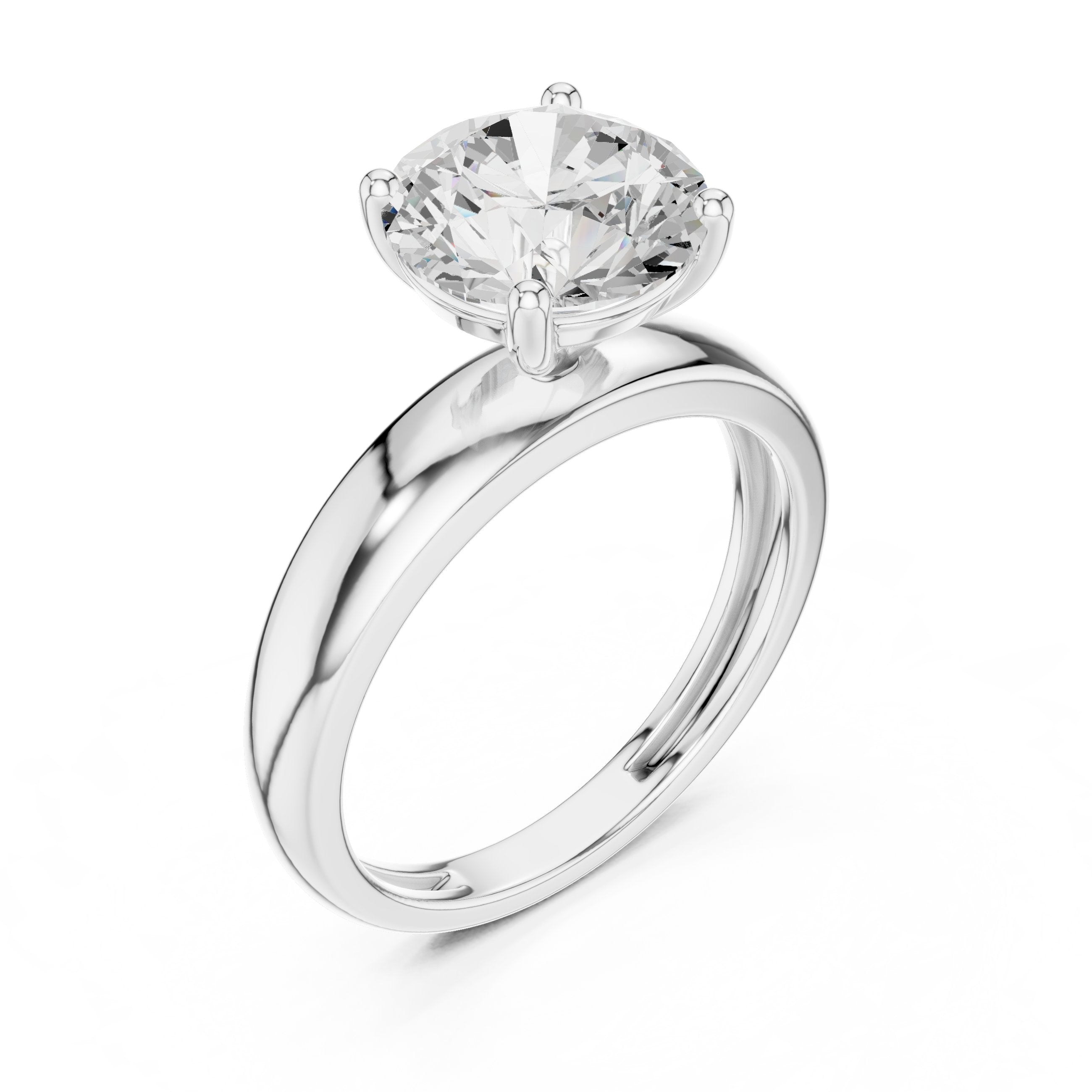 Round Diamond Four Prong Solitaire Engagement Ring in White Gold - VYKA Diamonds