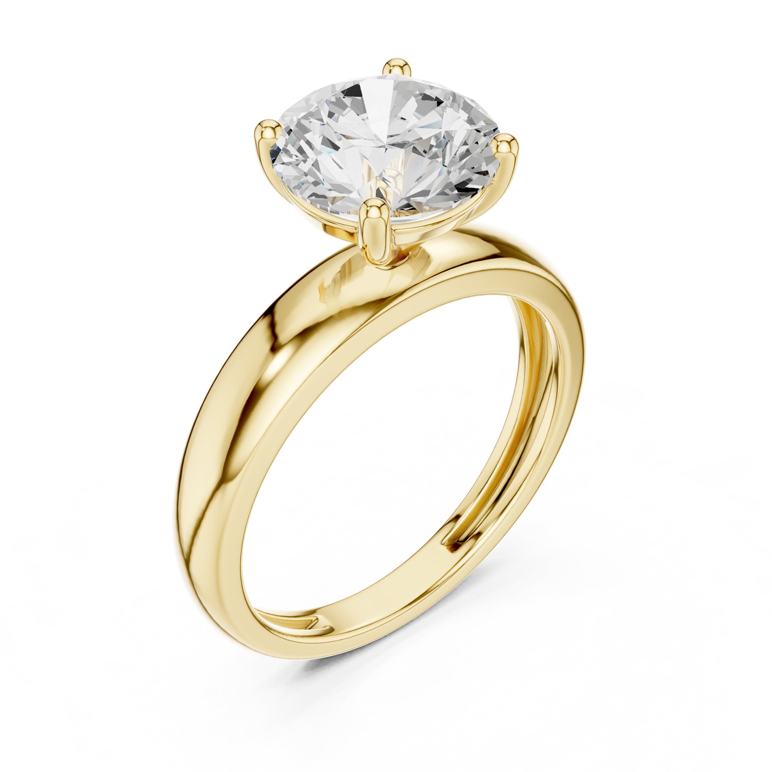 Round Diamond Four Prong Solitaire Engagement Ring in Yellow Gold - VYKA Diamonds