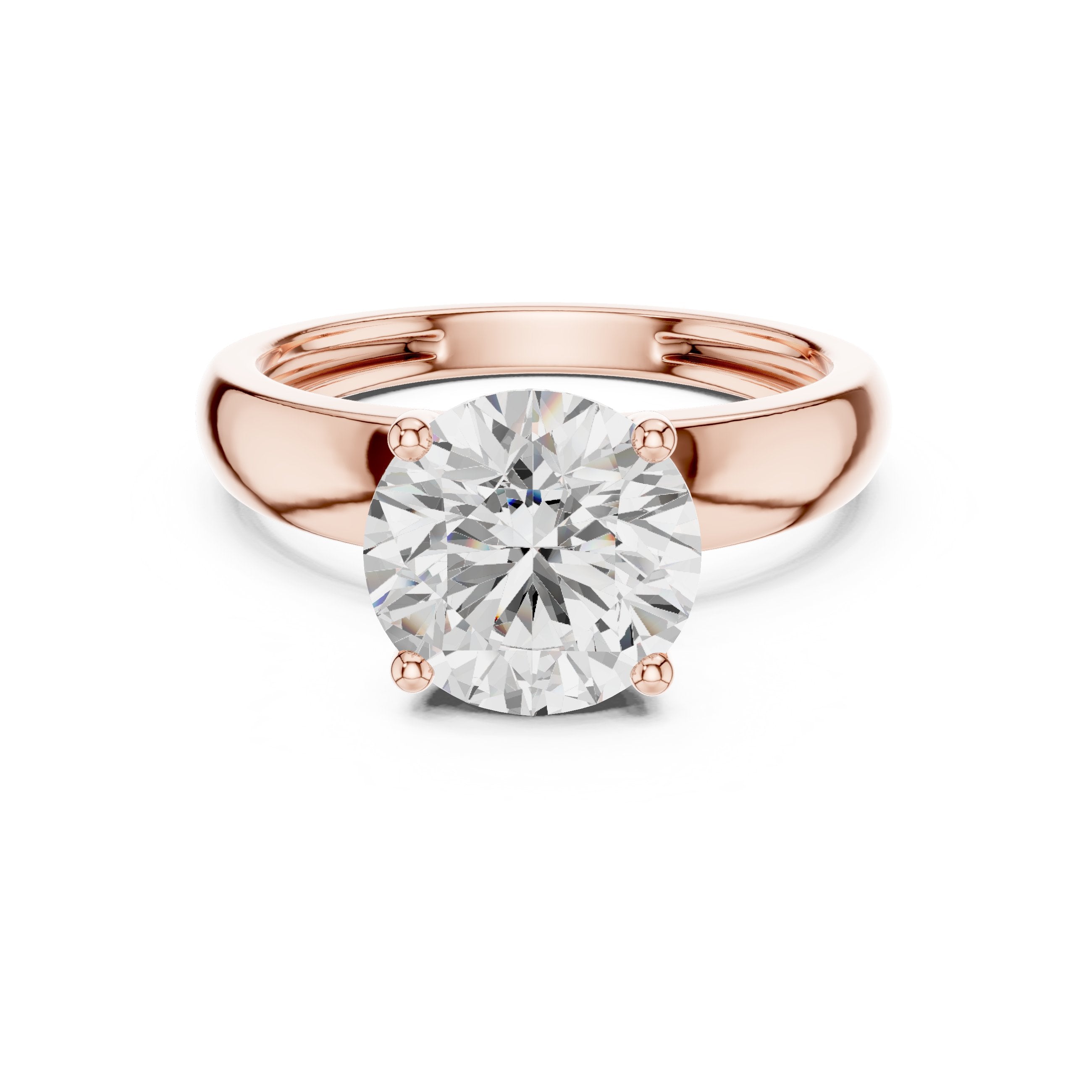 Round Diamond Four Prong Solitaire Engagement Ring in Rose Gold - VYKA Diamonds
