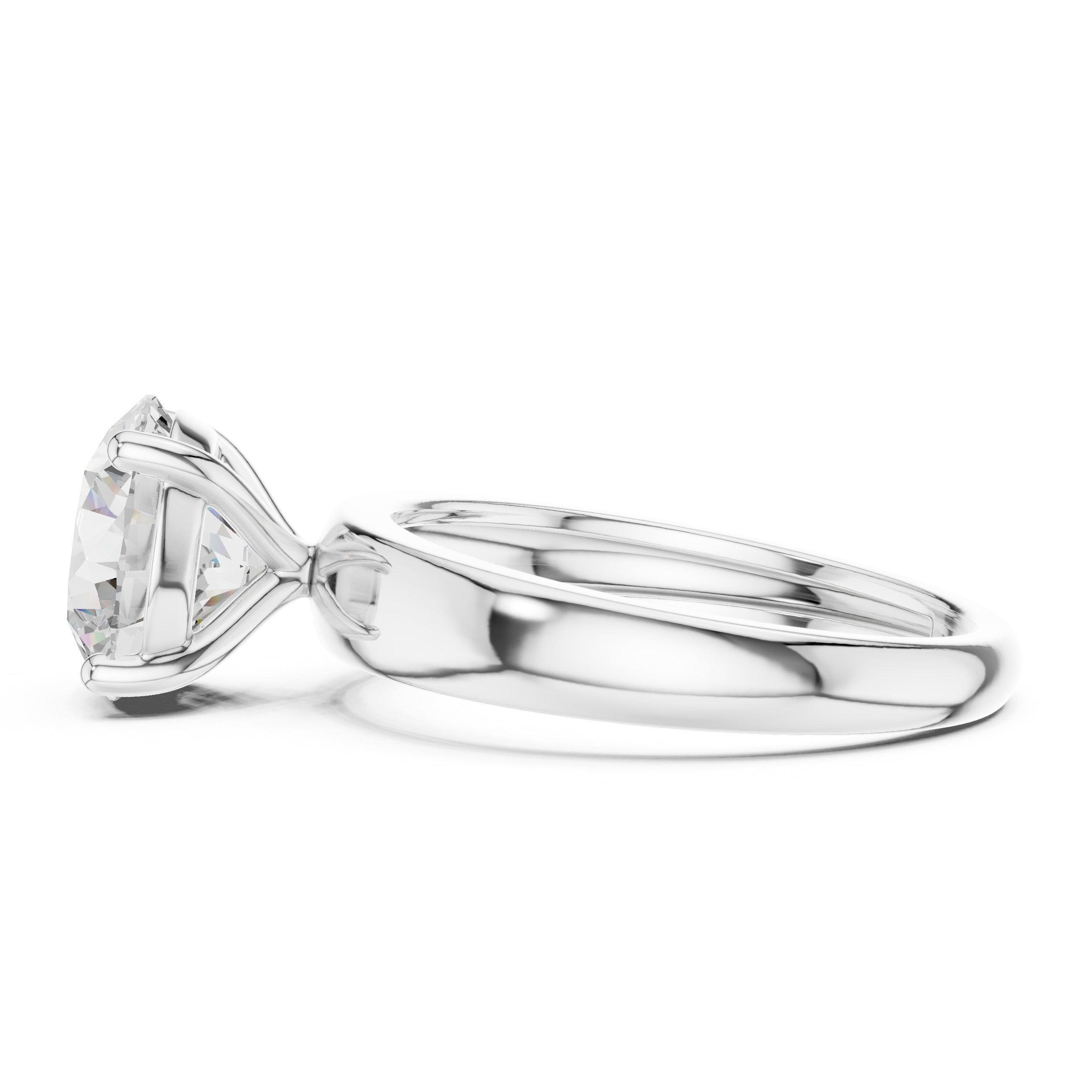 Round Diamond Four Prong Solitaire Engagement Ring in White Gold - VYKA Diamonds