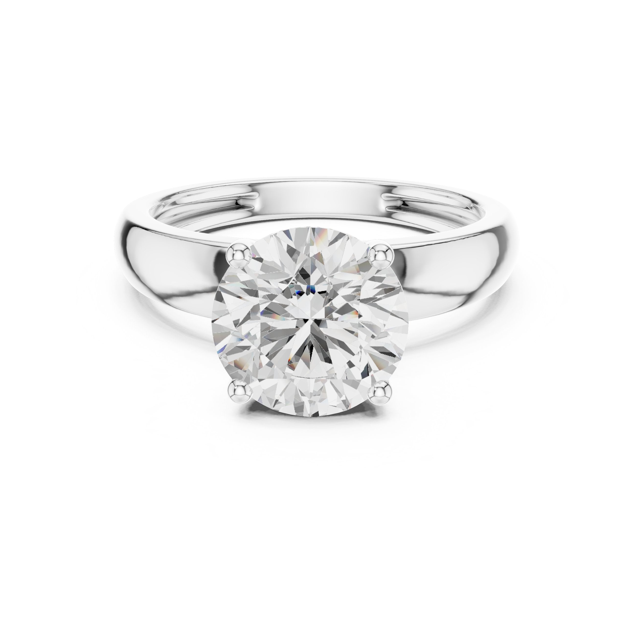 Round Diamond Four Prong Solitaire Engagement Ring in White Gold - VYKA Diamonds