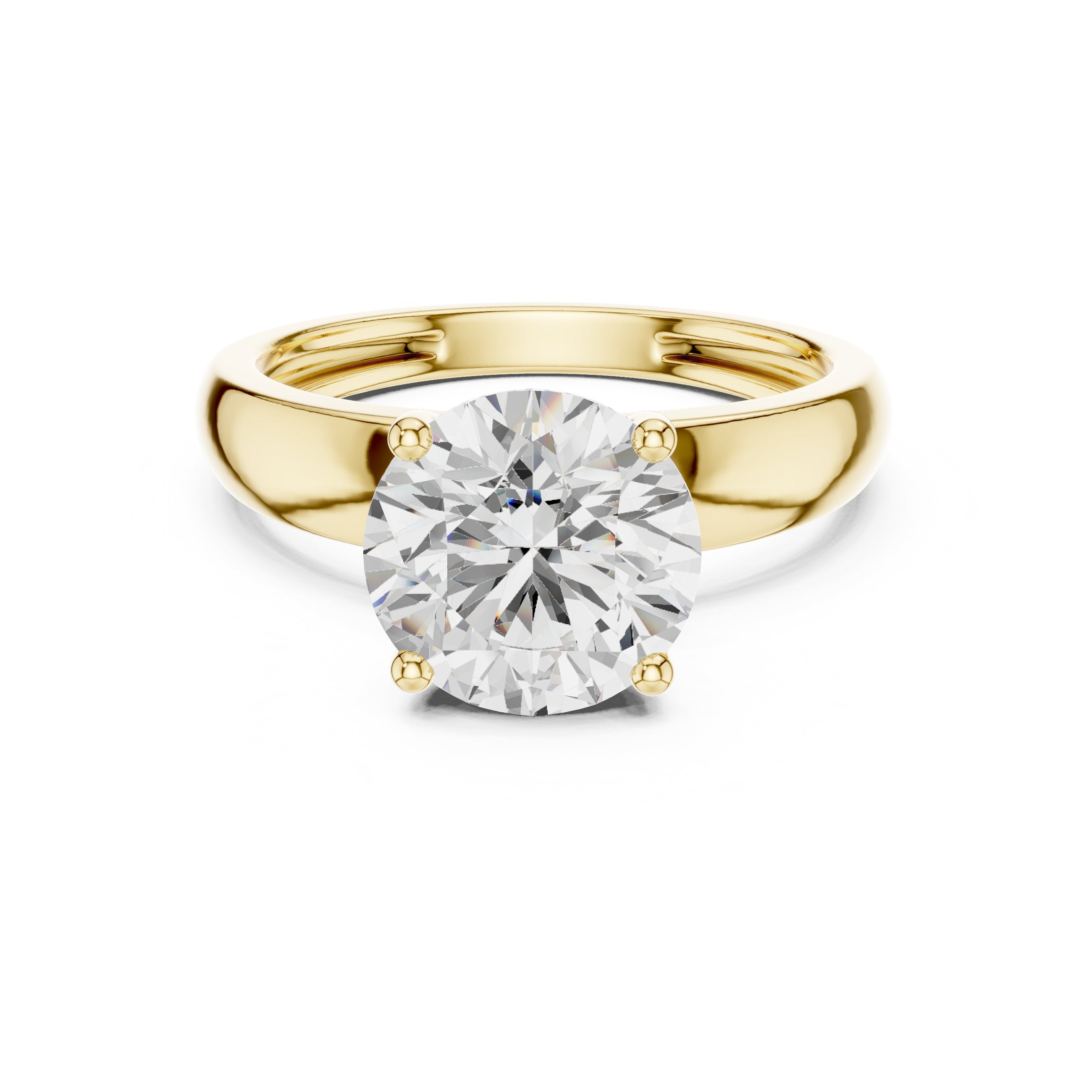 Round Diamond Four Prong Solitaire Engagement Ring in Yellow Gold - VYKA Diamonds