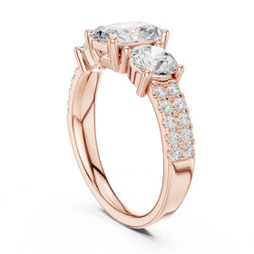 Radiant Cut Engagement Ring with Round Side Accents and Pavé Band