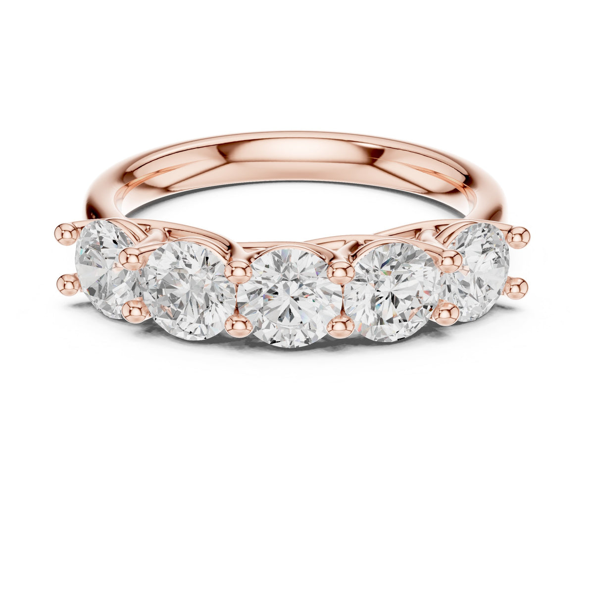 Round Diamond Five Stone Anniversary Band