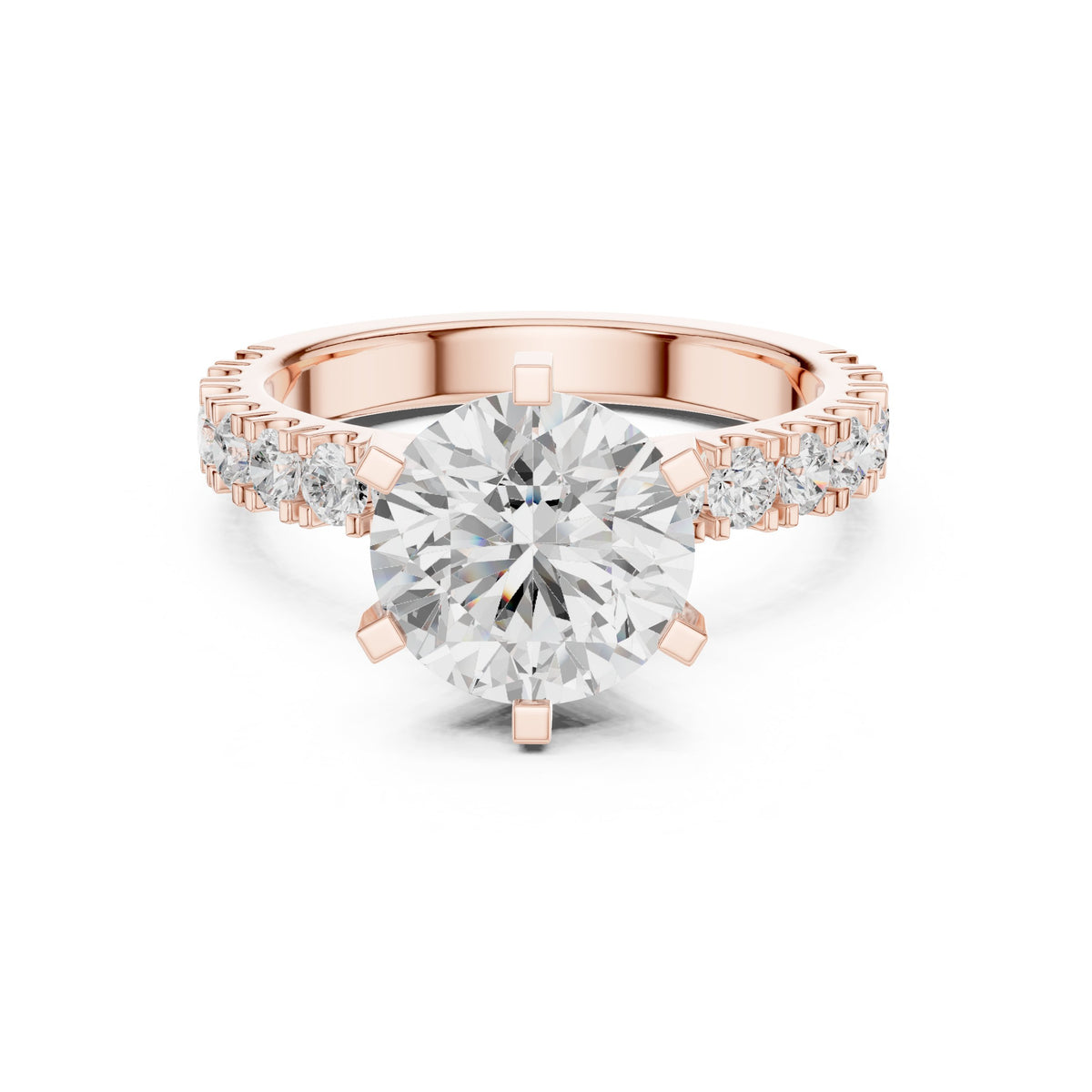Round Diamond Engagement Ring with Half Eternity Claw Set Band