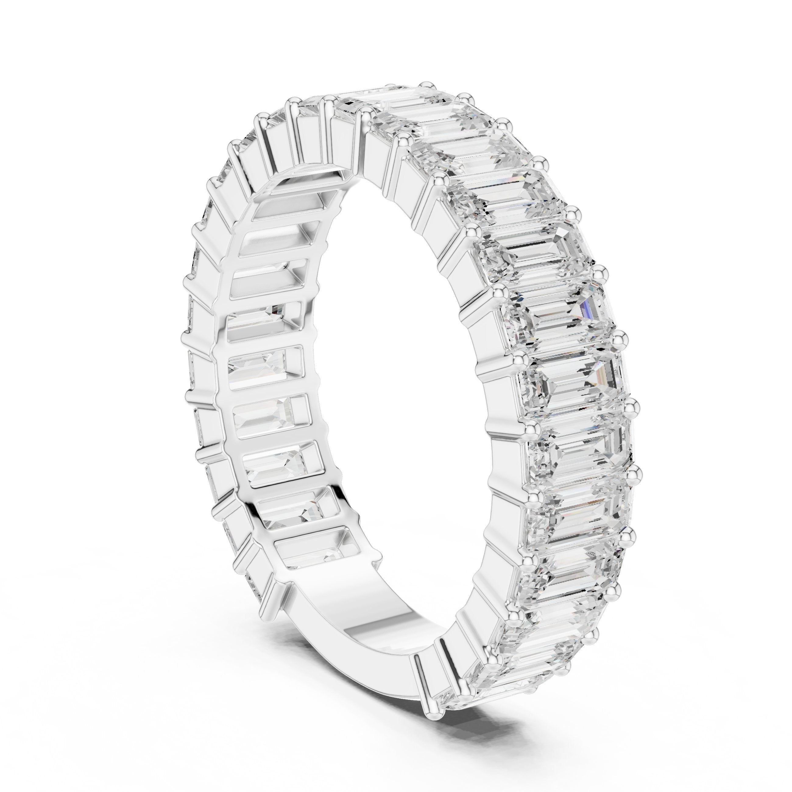 Emerald Cut Diamond Eternity Band in White Gold - VYKA Diamonds