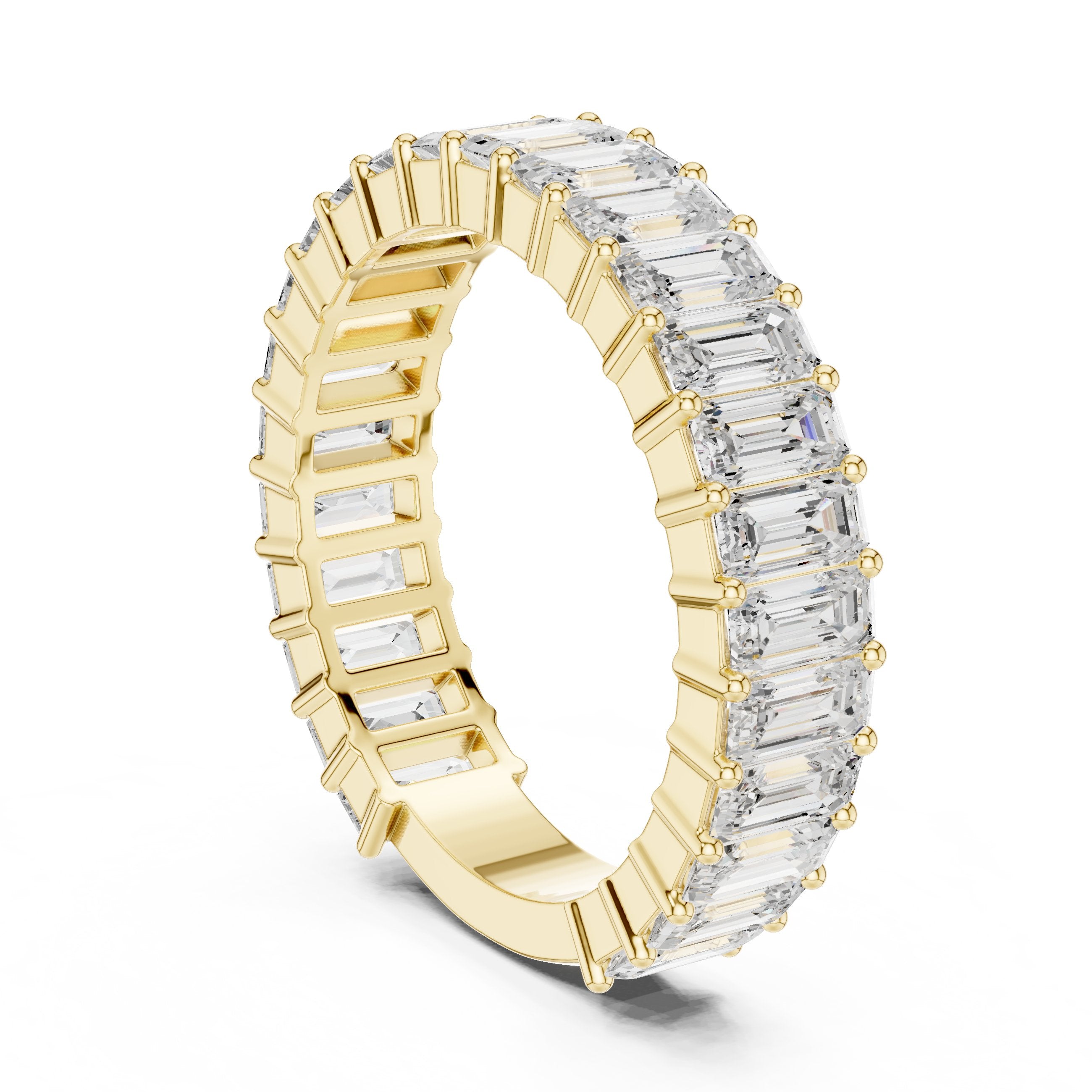 Emerald Cut Diamond Eternity Band in Yellow Gold - VYKA Diamonds