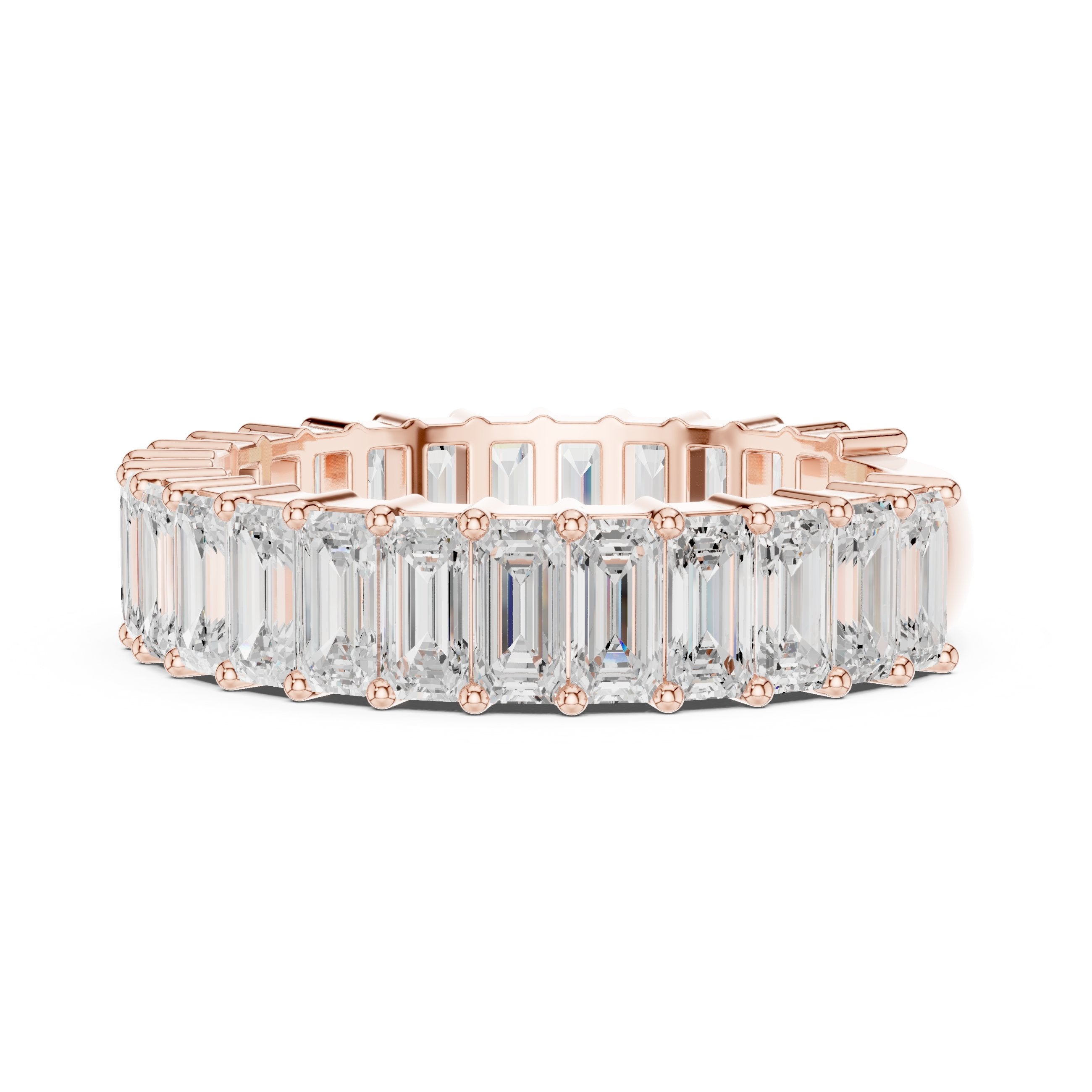 Emerald Cut Diamond Eternity Band in Rose Gold - VYKA Diamonds