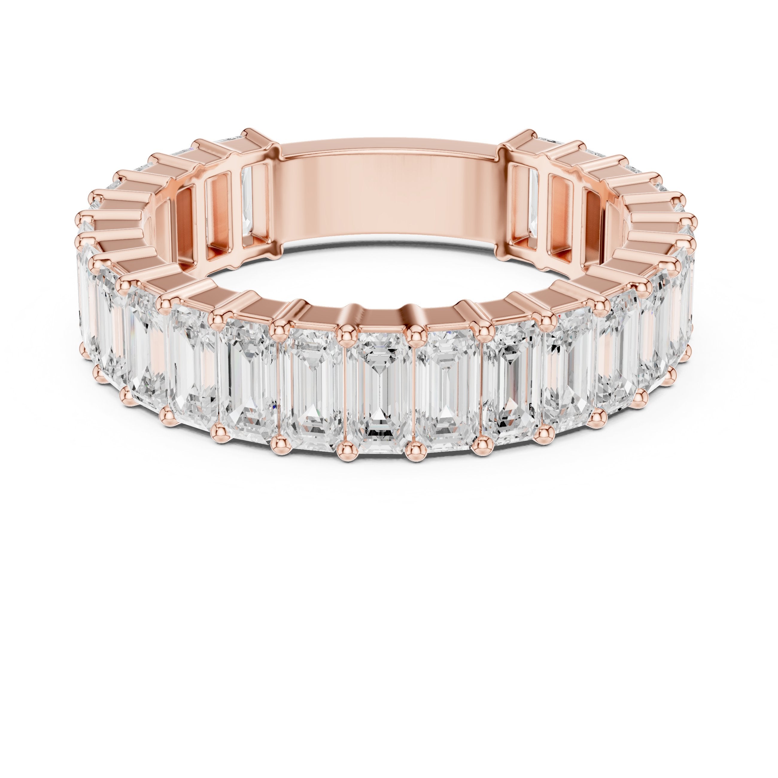 Emerald Cut Diamond Eternity Band in Rose Gold - VYKA Diamonds