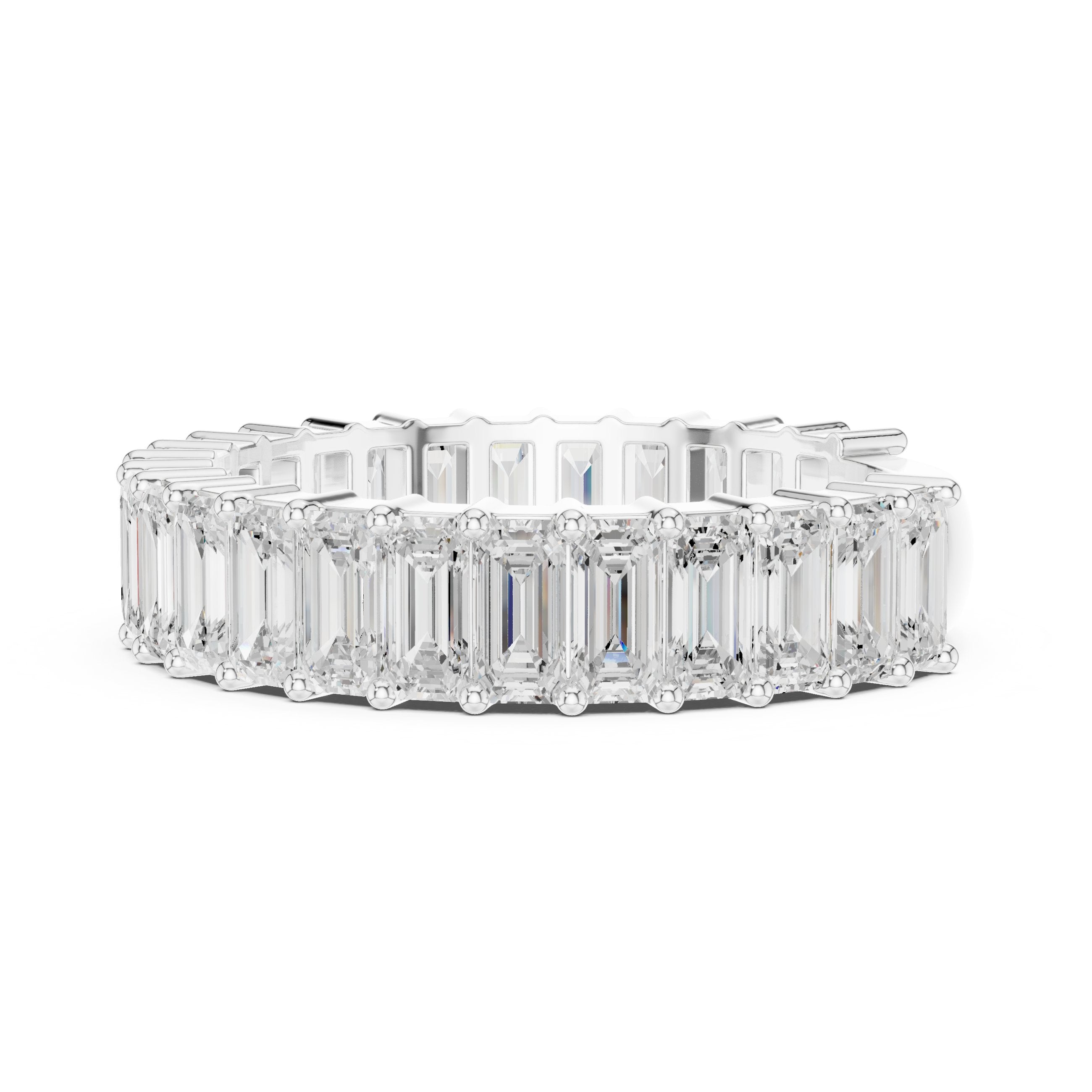Emerald Cut Diamond Eternity Band in White Gold - VYKA Diamonds