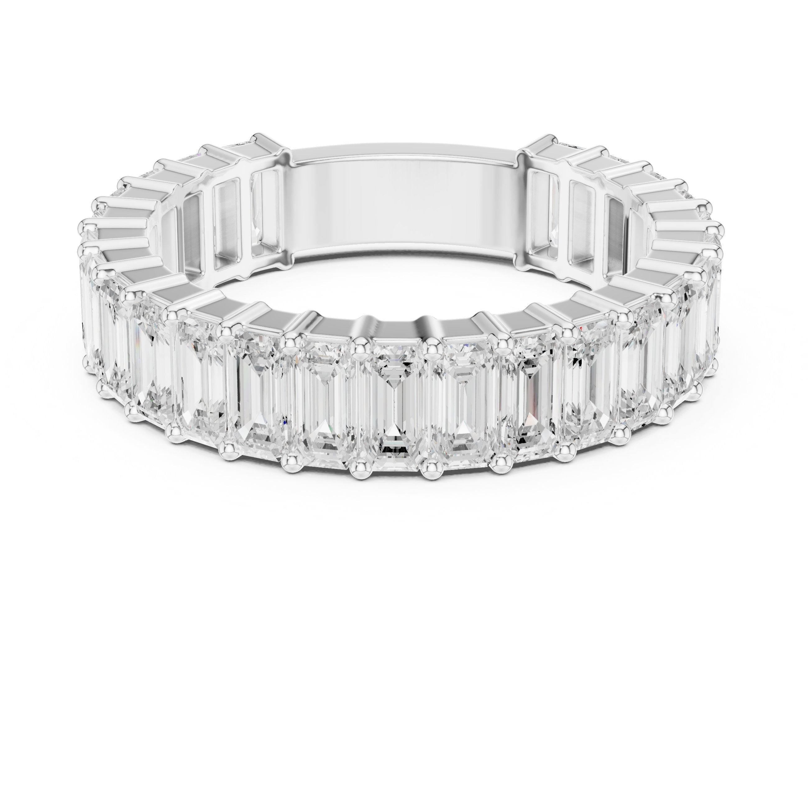 Emerald Cut Diamond Eternity Band in White Gold - VYKA Diamonds
